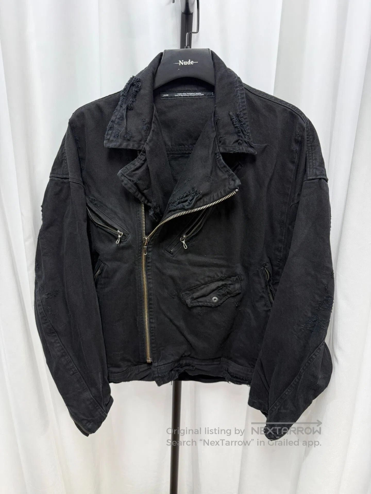 Julius Distressed Black Denim Jacket by Julius 7. Size US M / EU 48-50 / 2 - 1 Thumbnail