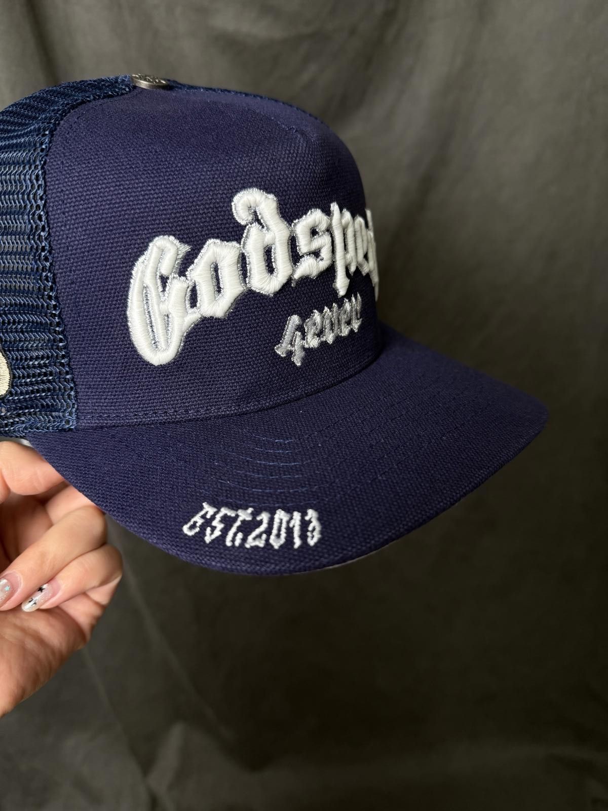 Godspeed Deadstock Y2k Godspeed GS Forever Trucker Snapback Hat Navy Size ONE SIZE - 5 Thumbnail