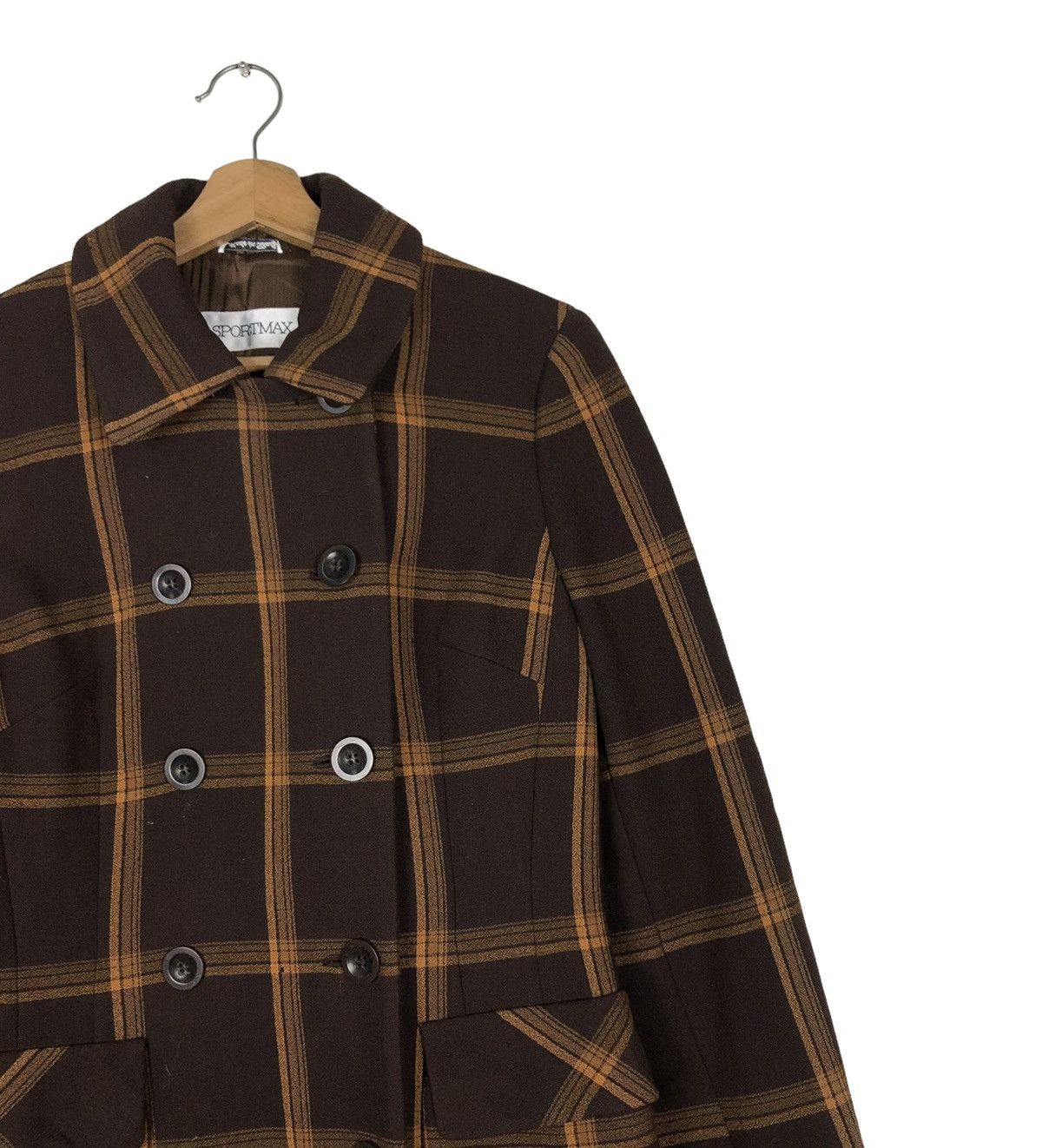 Vintage 🔥LONG JACKET WOOL SPORTMAX MADE IN ITALY TARTAN DESIGN Size M / US 6-8 / IT 42-44 - 4 Thumbnail