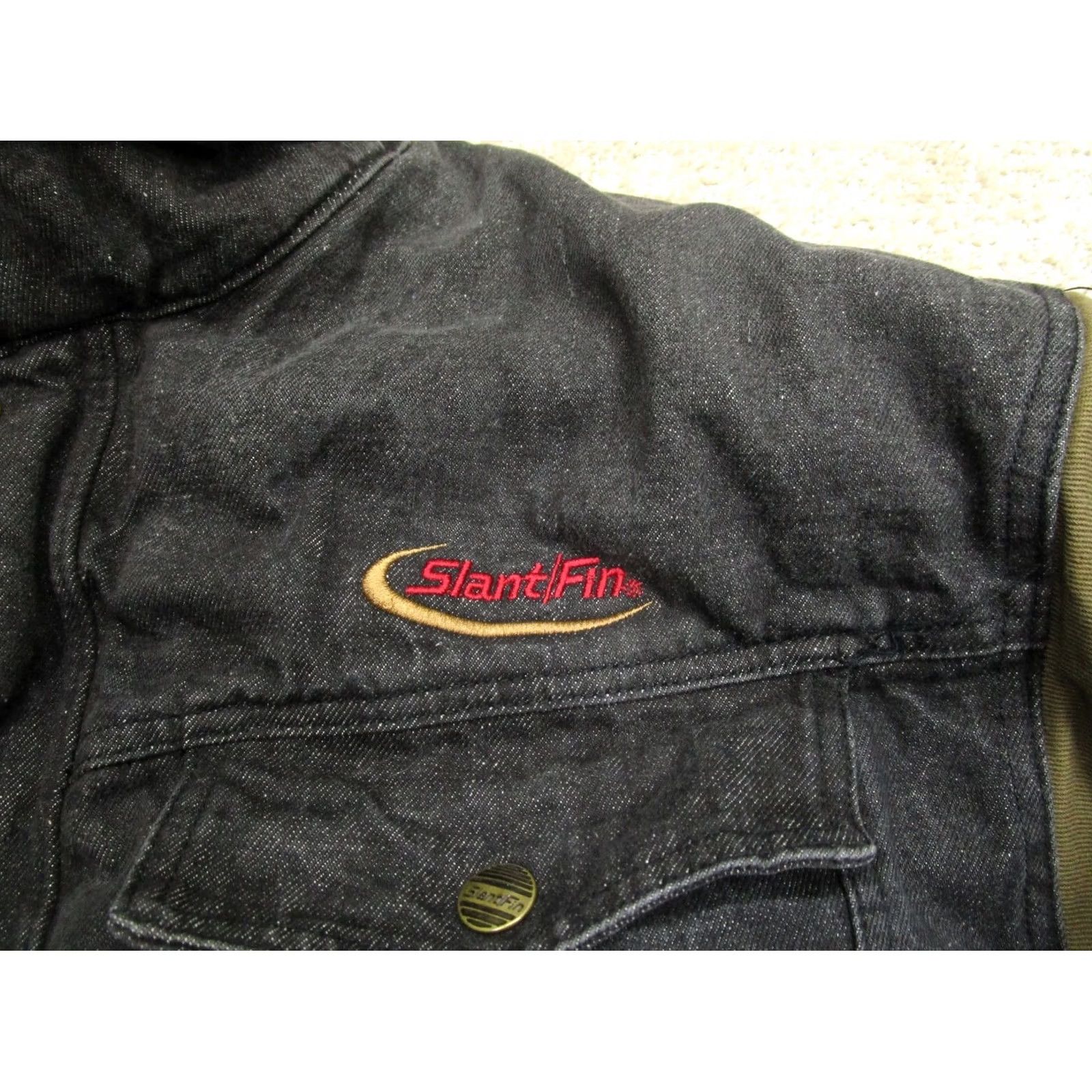 Denime VINTAGE Slant Fin Denim Jacket Men L Black Embroidered 90s Y2K Bomber Jacket Size US L / EU 52-54 / 3 - 3 Thumbnail