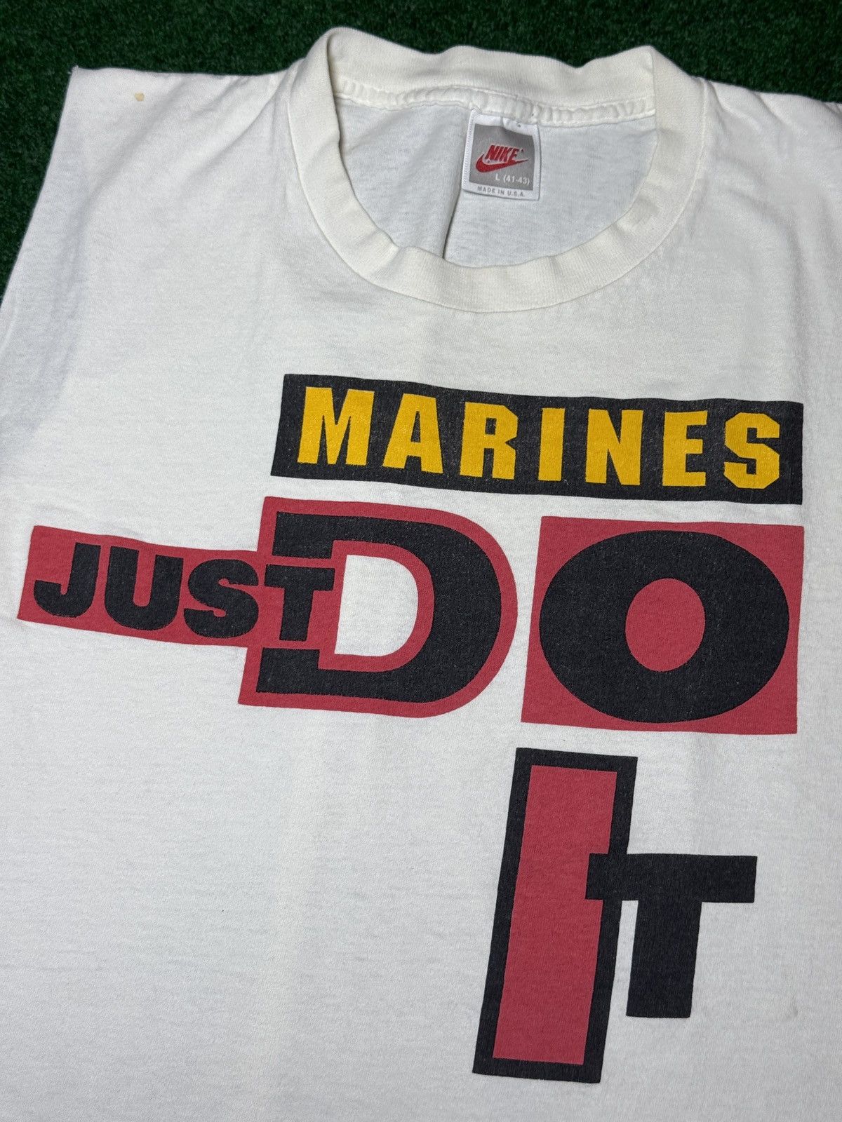 Nike × Vintage Vintage 80s 90s RARE Nike Marines Just Do It Cutoff T Shirt Size US L / EU 52-54 / 3 - 2 Thumbnail