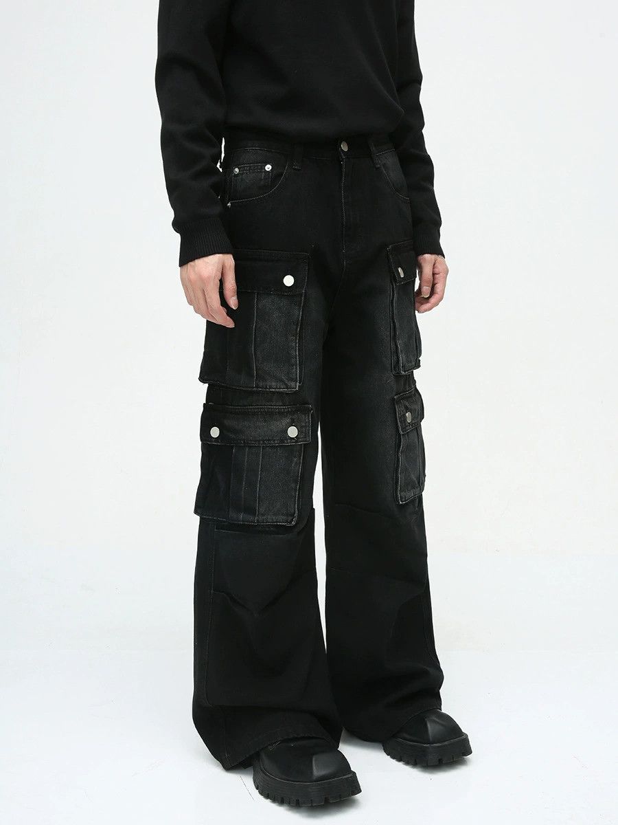 Vintage Vintage multi-pocket distressed cargo wide-leg jeans Size US 32 / EU 48 - 4 Thumbnail
