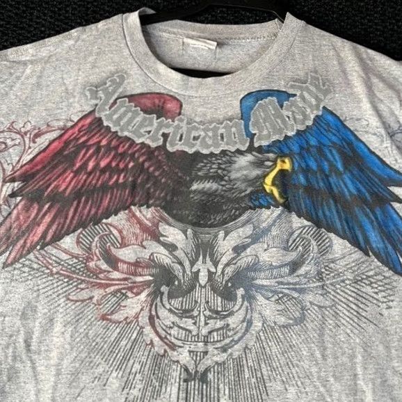 Vintage VINTAGE National Heritage Men Shirt Adult 2XL Gray Eagle American Flag Wings Graphic T Shirt Mens XX-Large Size US XXL / EU 58 / 5 - 2 Thumbnail