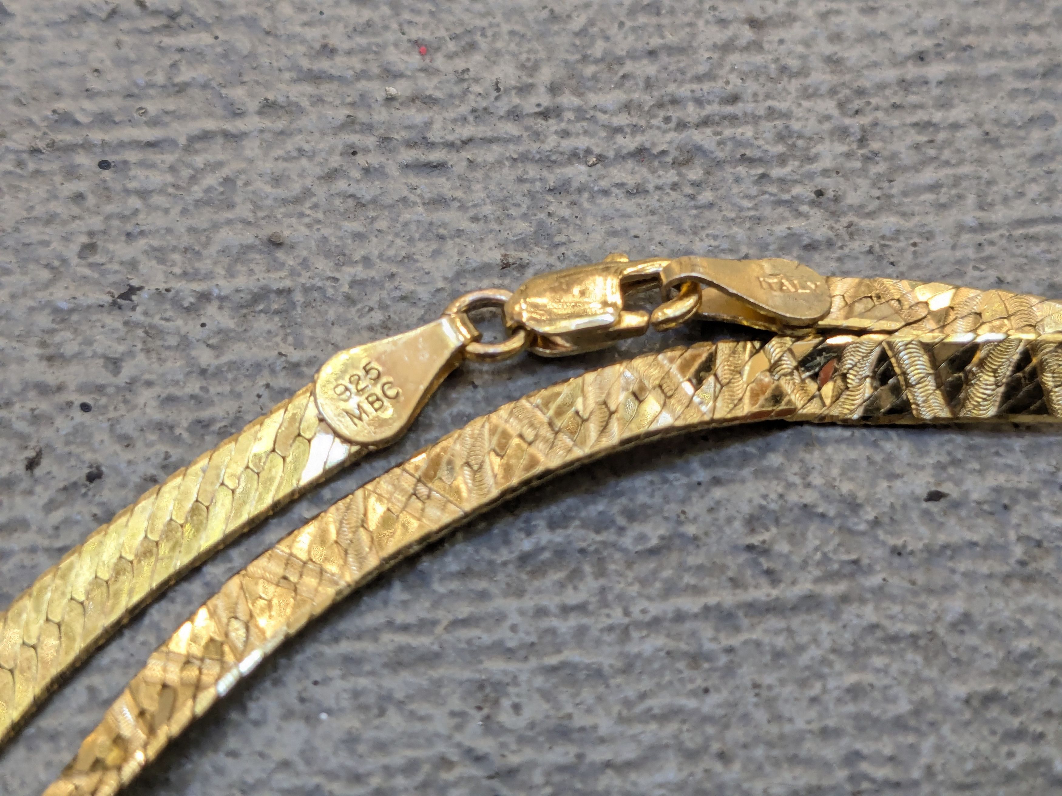 Sterling Silver Vintage Sterling Silver Necklace Herringbone Vermeil 24" Size ONE SIZE - 4 Thumbnail
