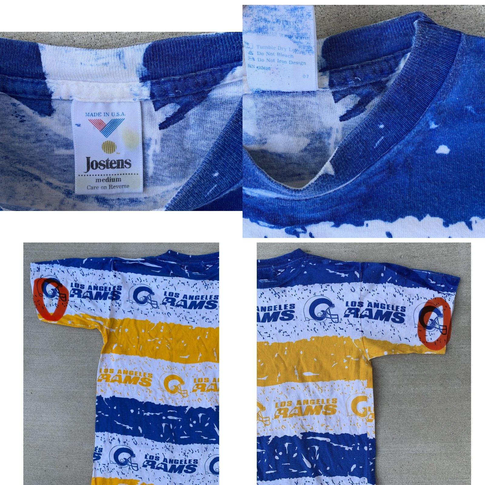 Vintage VINTAGE Los Angeles Rams T Shirt AOP All Over Print Single Stitch Size M Medium Shirt Mens White Graphic Print 90s Sports Rams Size US M / EU 48-50 / 2 - 9 Thumbnail