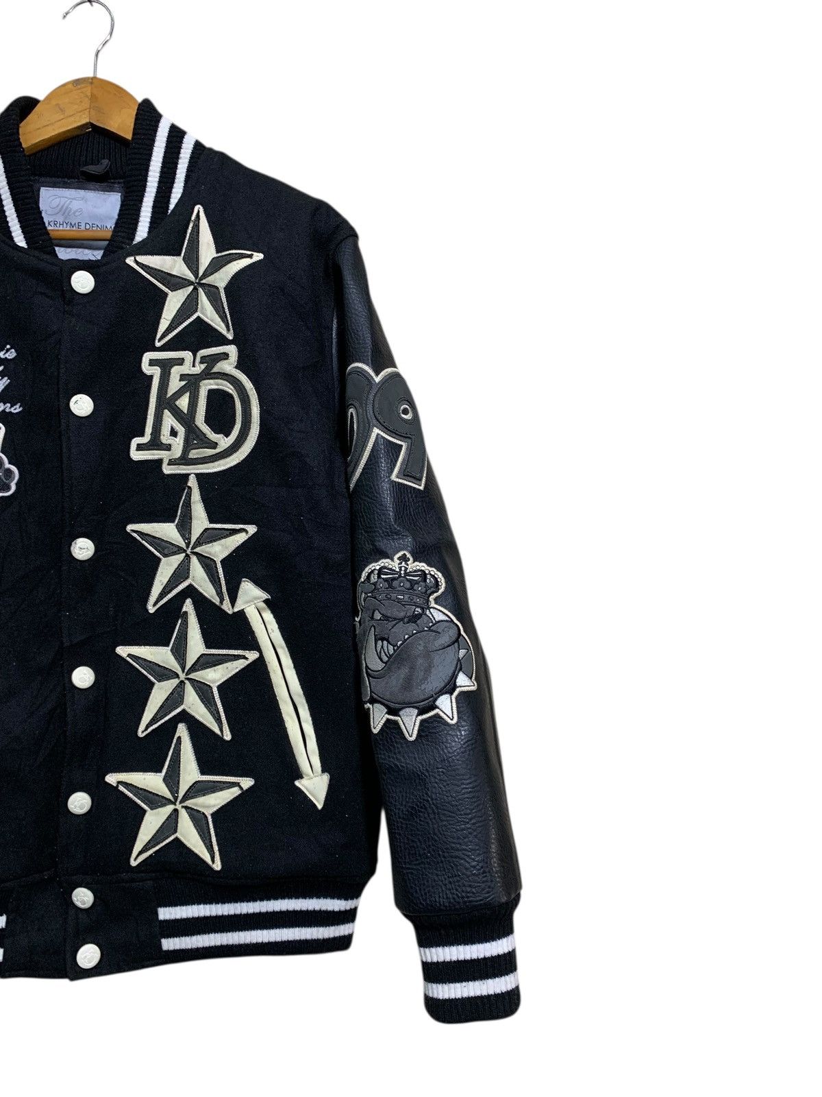 Japanese Brand 🔥KHRYME DENIM VARSITY JACKETS BLACK Size US M / EU 48-50 / 2 - 3 Thumbnail
