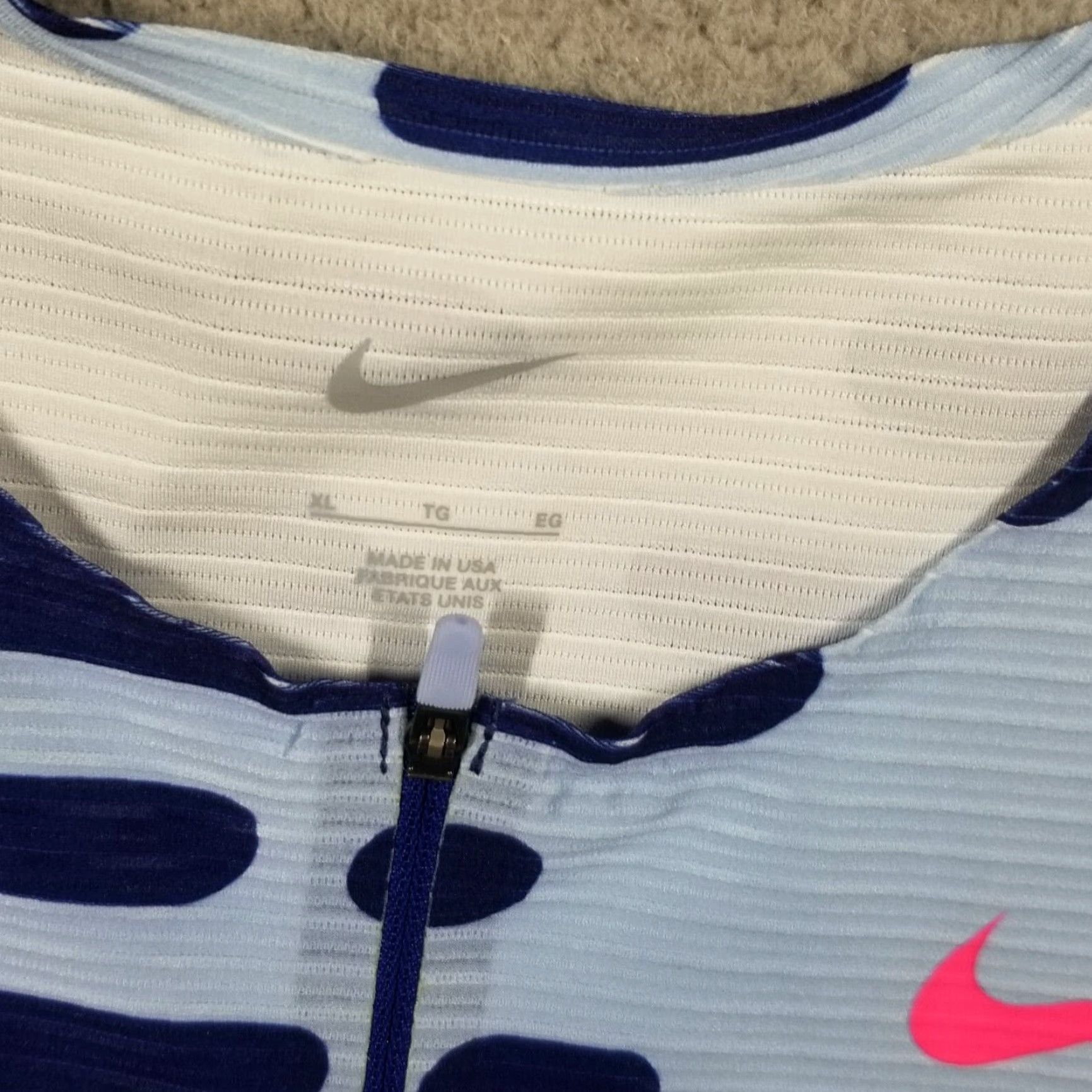 Nike Nike Pro Elite Speedsuit Tracksuit Men XL Blue Pink 1/4 Zip Breathable Stretch Colorblock Olympics Running & Jogging, Track & Field Logo Zipper Flag Size US 36 / EU 52 - 3 Thumbnail
