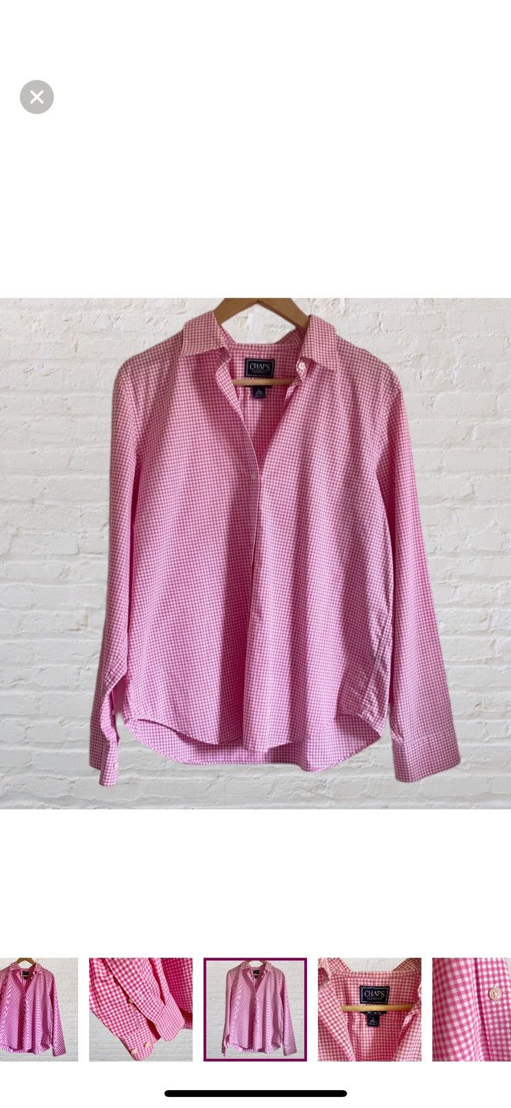 Chaps Ralph Lauren PINK PLAID CHAPS CHECKERED BUTTON UP SHIRT BLOUSE NO IRON Size L / US 10 / IT 46 - 3 Thumbnail