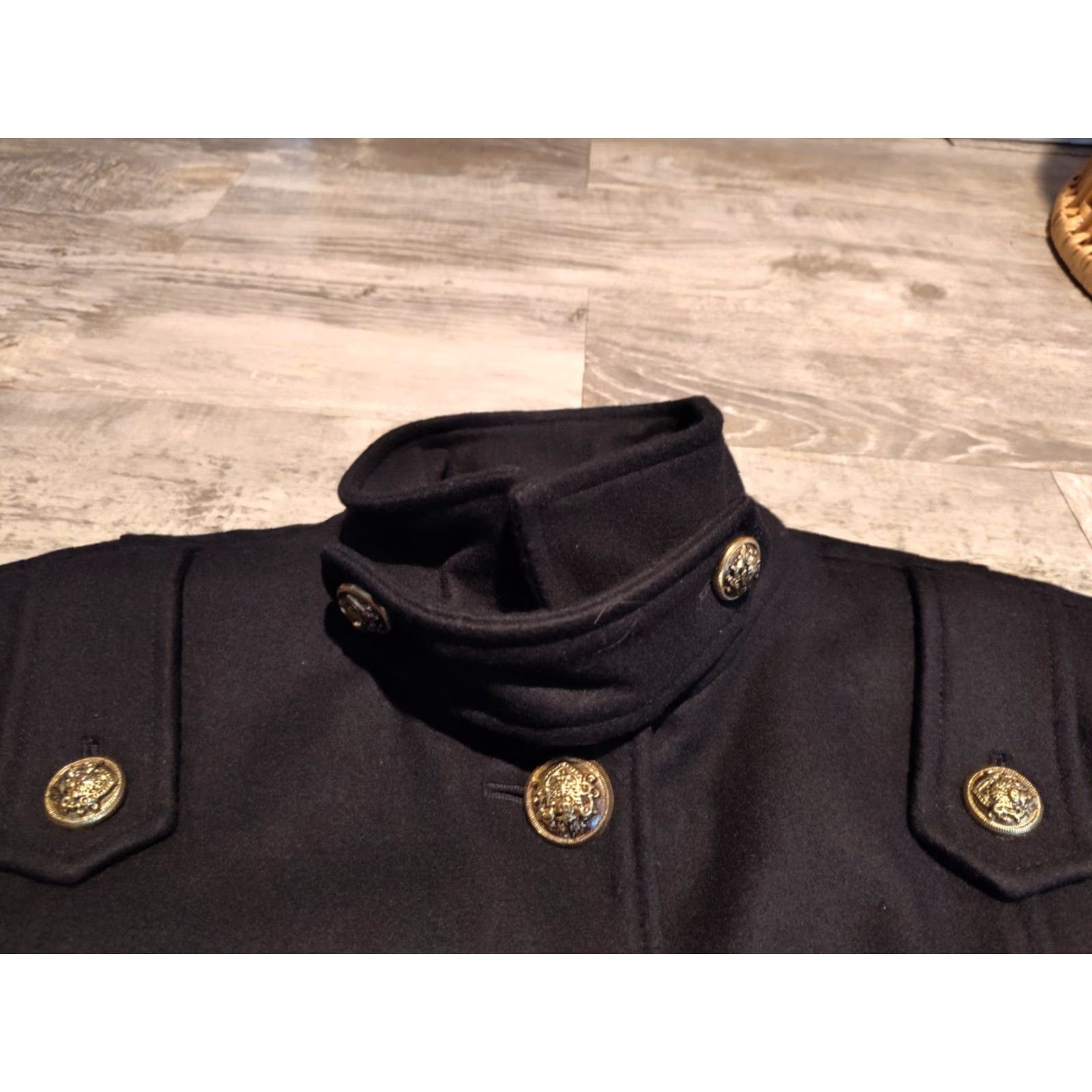 Guess VINTAGE Guess Wool Blend Peacoat Women’s XL Black Military Gold Buttons Long Coat Winter Fall Spring Size XL / US 12-14 / IT 48-50 - 6 Thumbnail
