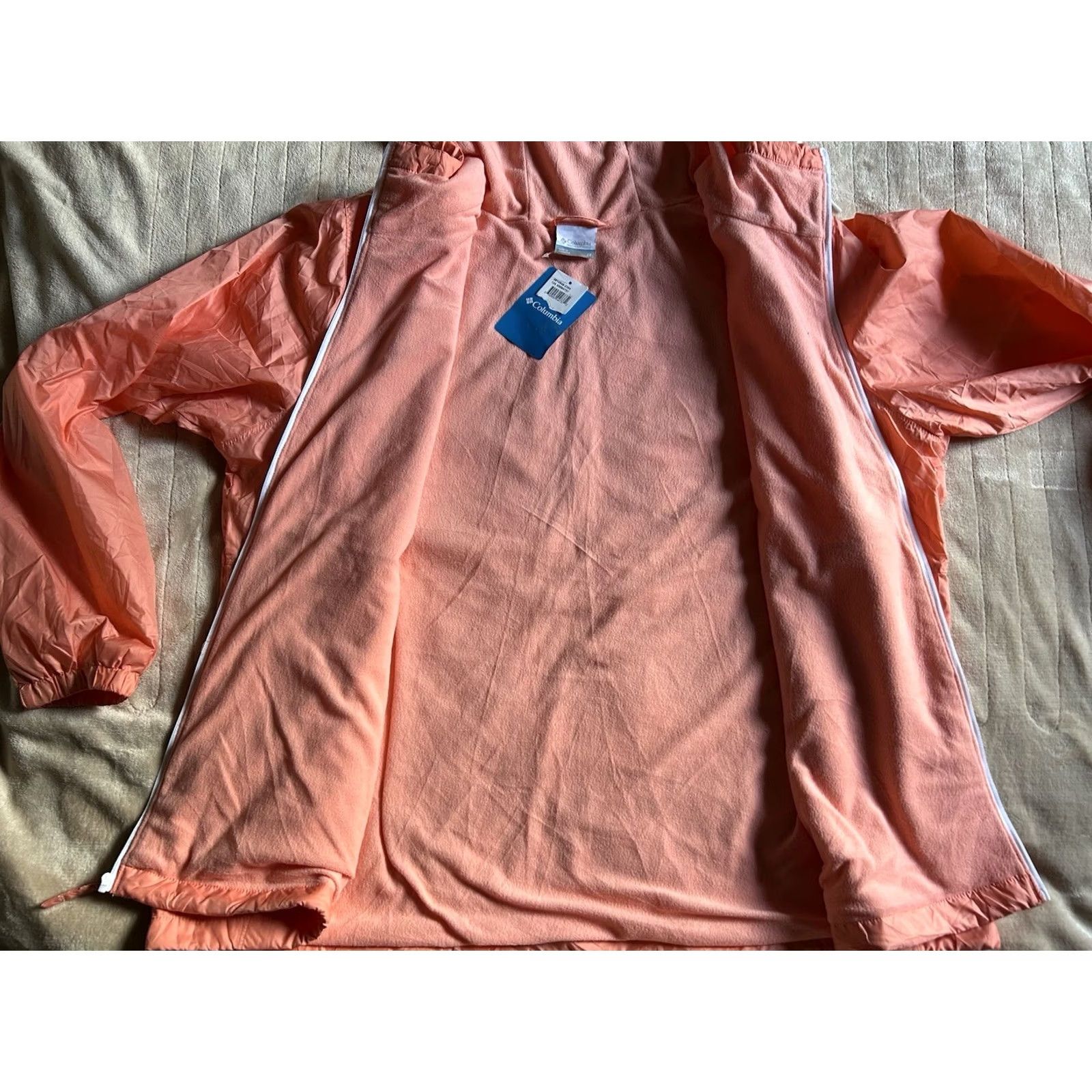 Vintage NWT Columbia Flash Challenger Windbreaker Women's 2XL Salmon Lightweight Hooded Full Zip Short/ Mid-Length Jacket Size XXL / US 16-18 / IT 52-54 - 4 Thumbnail