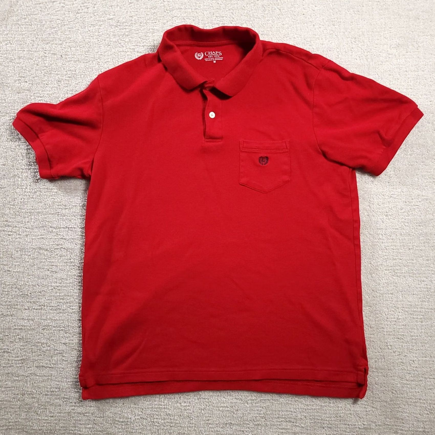 Chaps Chaps Polo Shirt Adult Medium Red Golf Short Sleeve Cotton Logo Pocket Mens Size US M / EU 48-50 / 2 - 2 Thumbnail