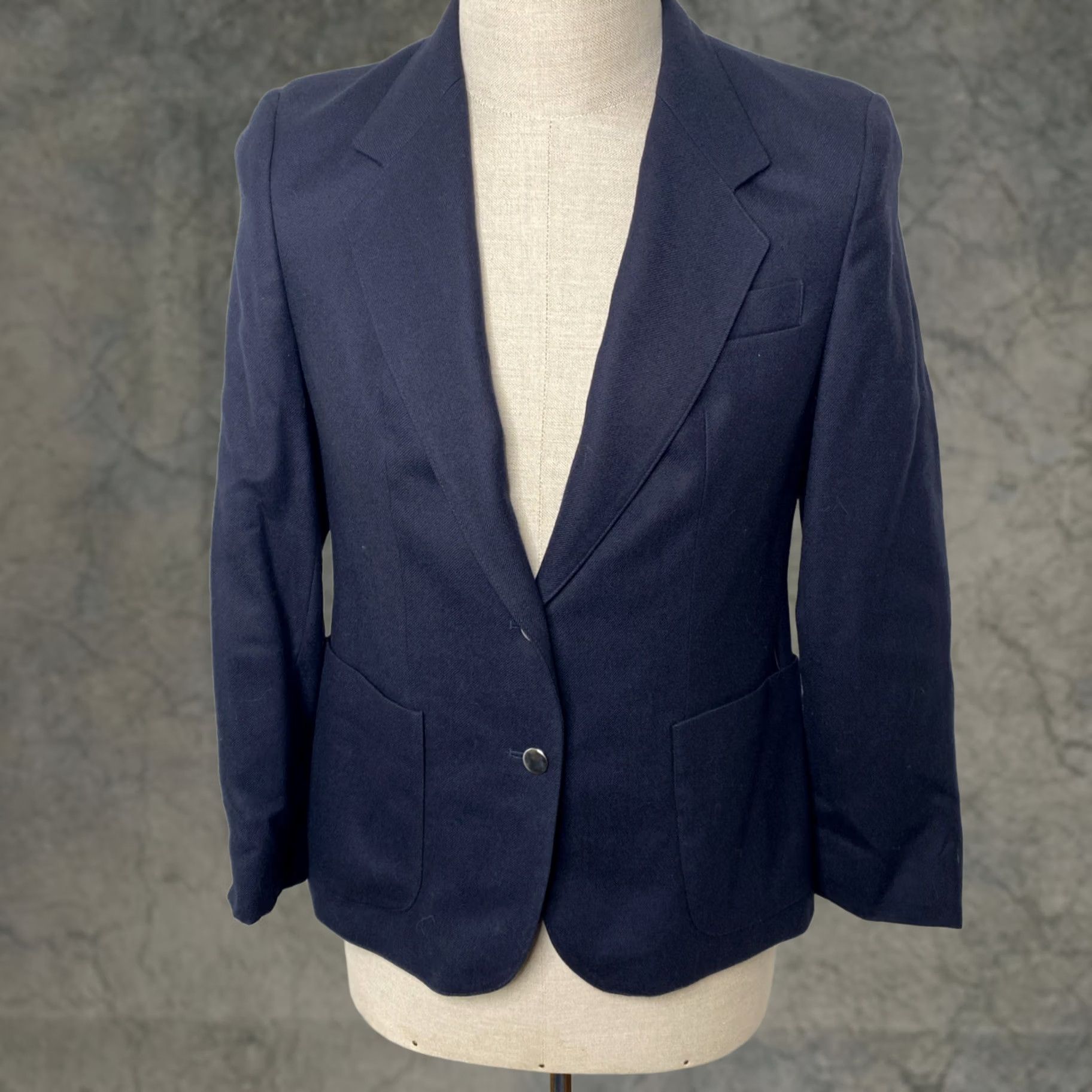 Harrods Blazer Adult Size 8 Navy Blue Wool Jacket Two Button Regular Women, Women's