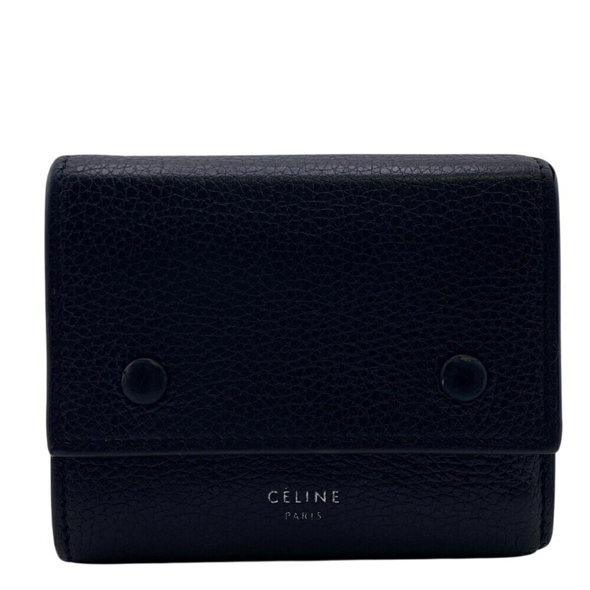 Celine CELINE U-IE-0168 Folded Multi-function Trifold Wallet Black Unisex Size ONE SIZE - 1 Thumbnail