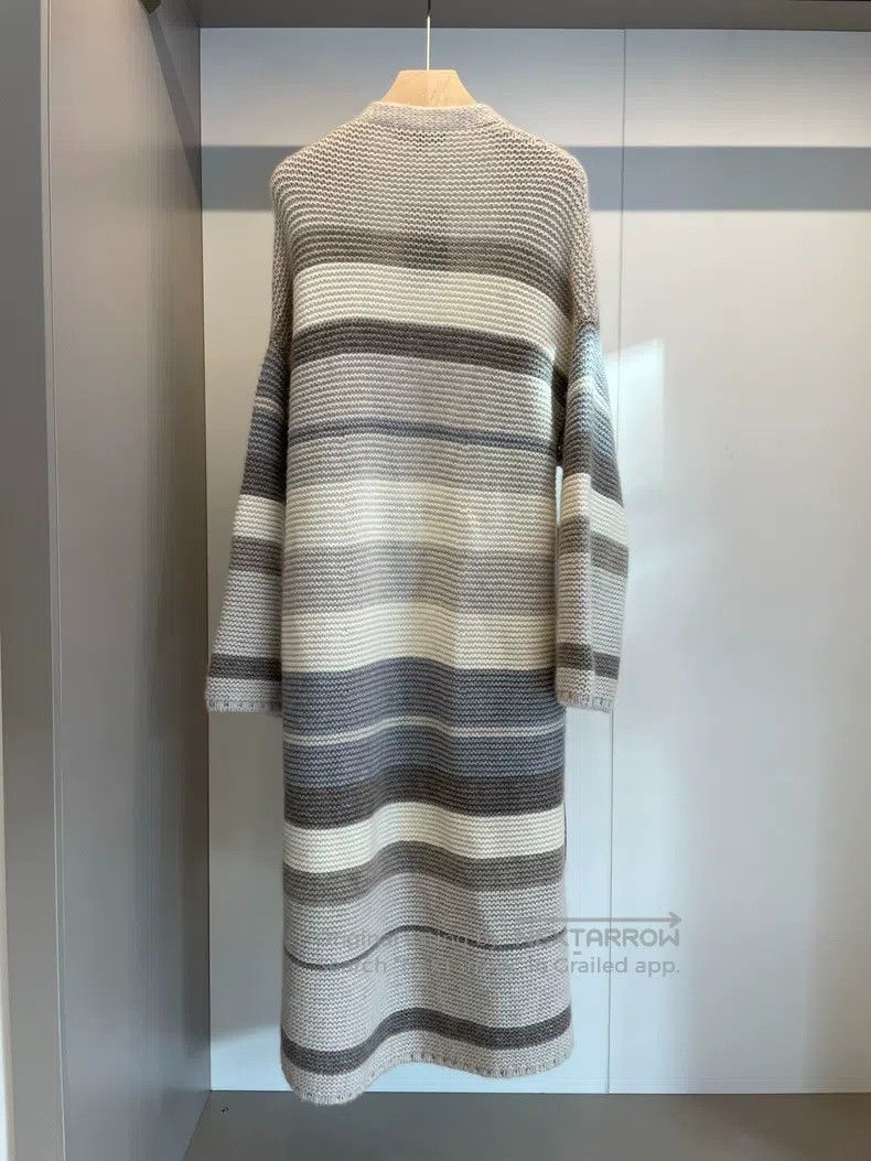 Loro Piana Striped Cashmere Long Cardigan