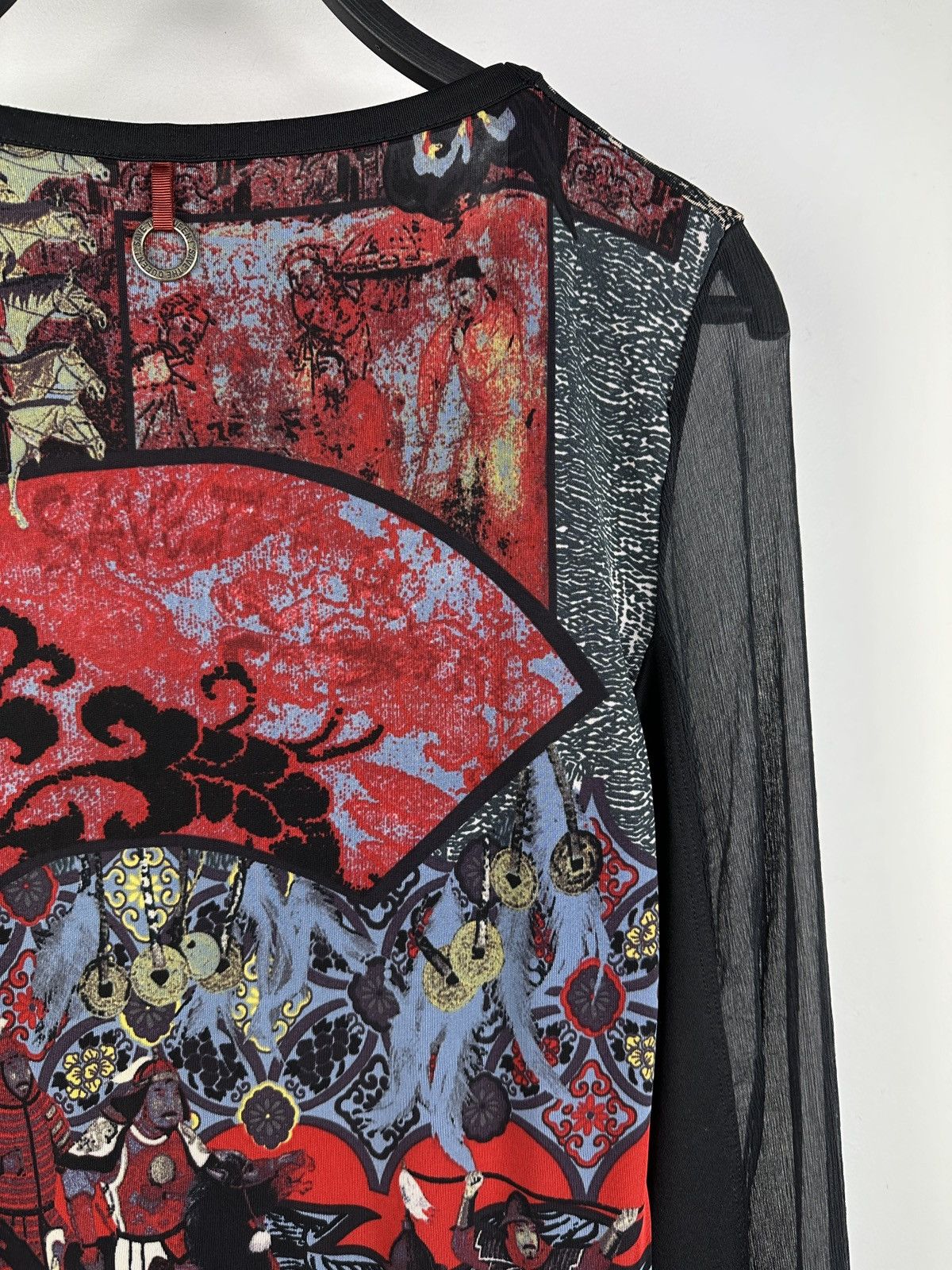 Designer × Japanese Brand Save The Queen Samurai Print Japanese Style Mesh Top Blouses Size XL / US 12-14 / IT 48-50 - 13 Thumbnail