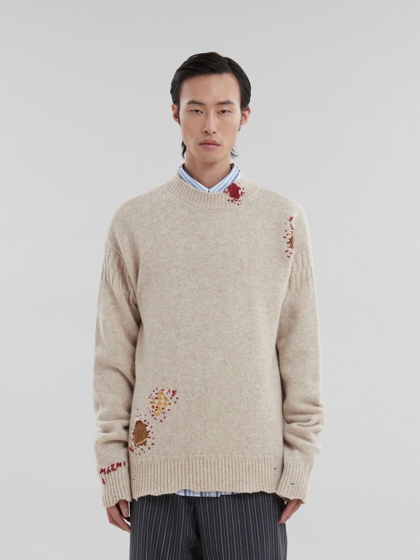 Marni o1w1db11125 Oat Shetland Wool Jumper in Beige Size US XL / EU 56 / 4 - 2 Thumbnail