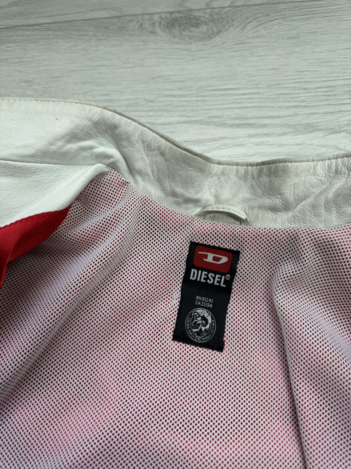 Diesel × Vintage RARE⚠️ Diesel Vintage Y2K Moto White Leather Jacket Big Logo Size M / US 6-8 / IT 42-44 - 10 Thumbnail