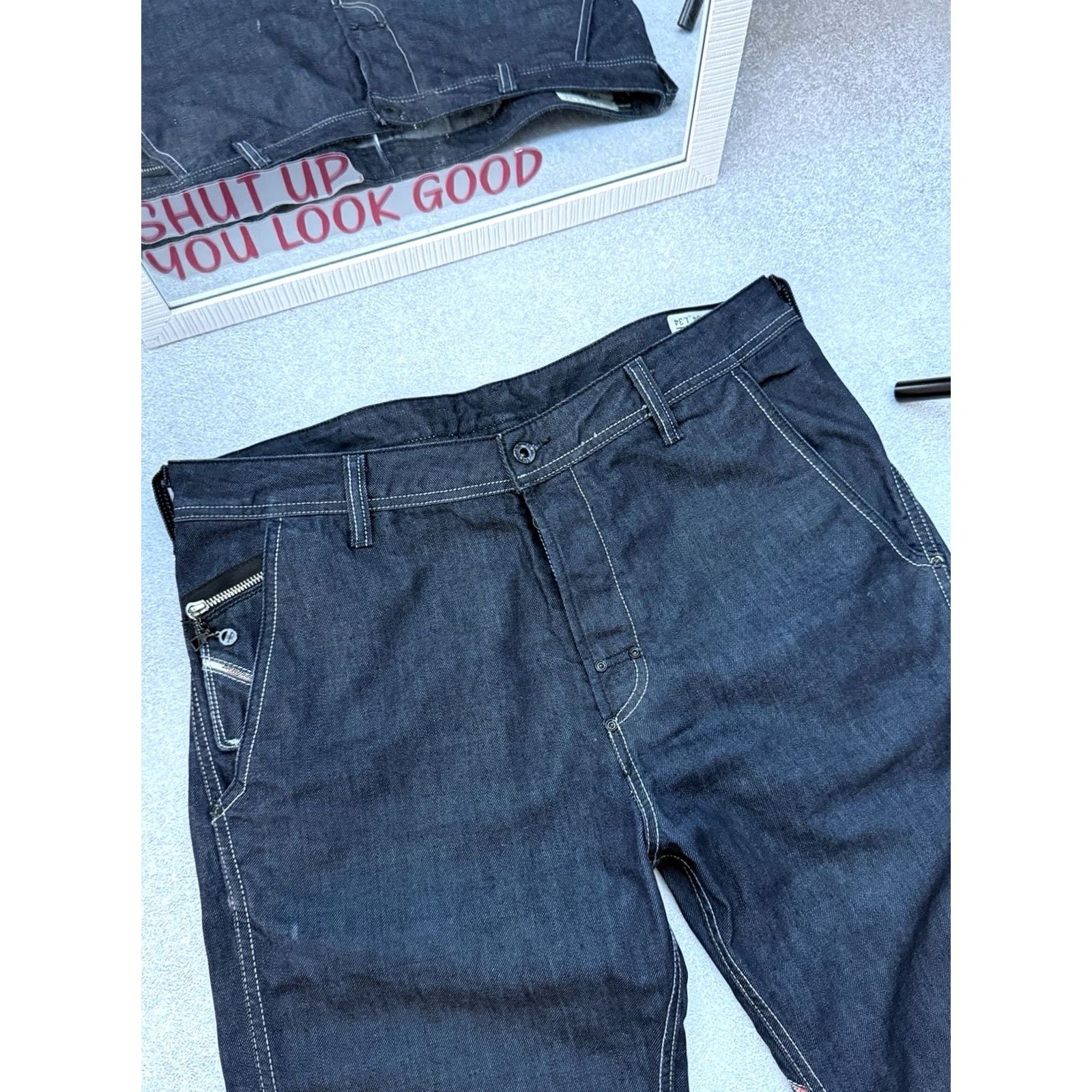 Diesel VINTAGE Diesel Pheyo Jeans Men’s Size W34 L34 Navy Denim Cinch Straight Size US 34 / EU 50 - 6 Thumbnail