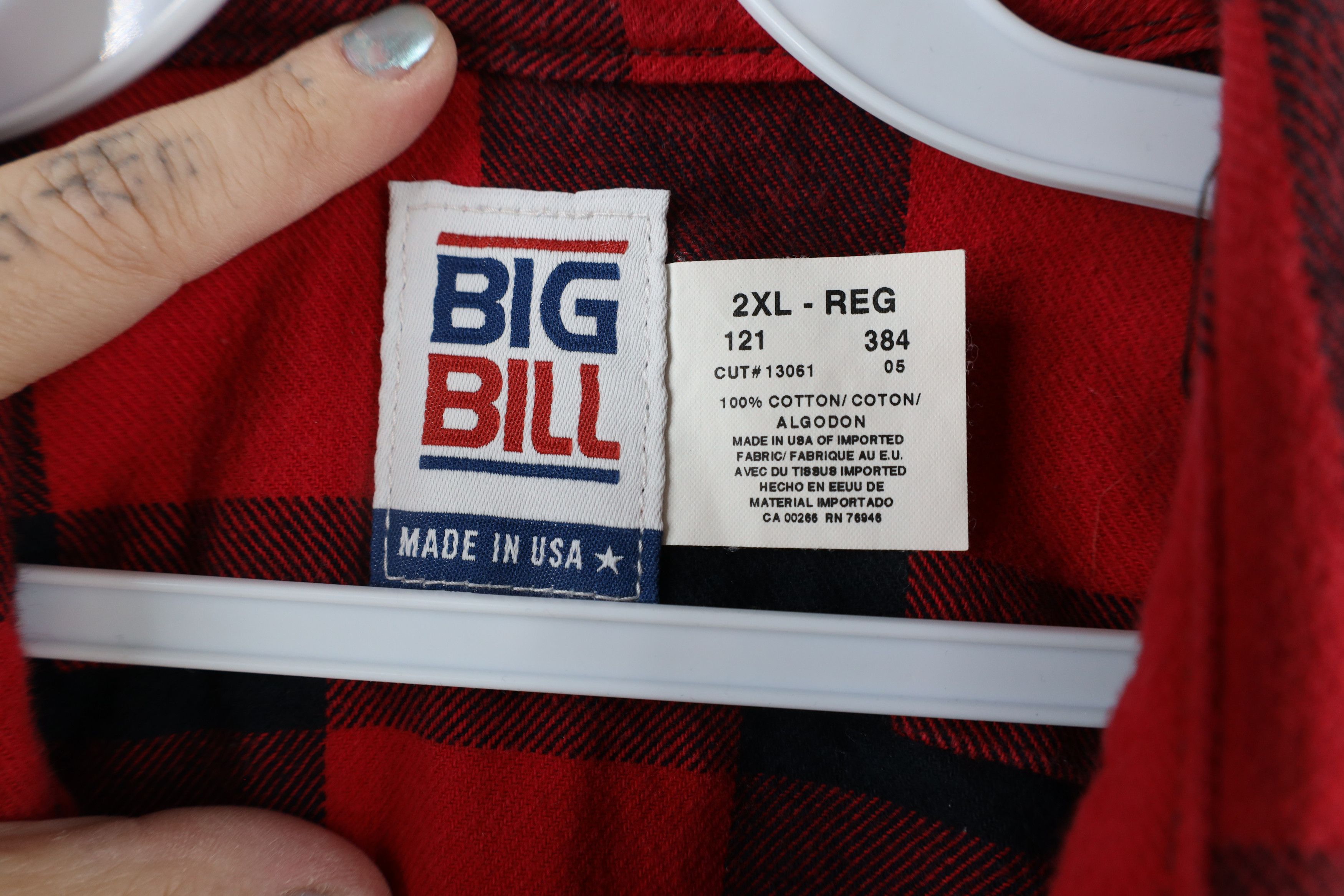 Vintage Vintage 90s Big Bill Flannel Button Shirt Buffalo Plaid USA Size US XXL / EU 58 / 5 - 6 Thumbnail