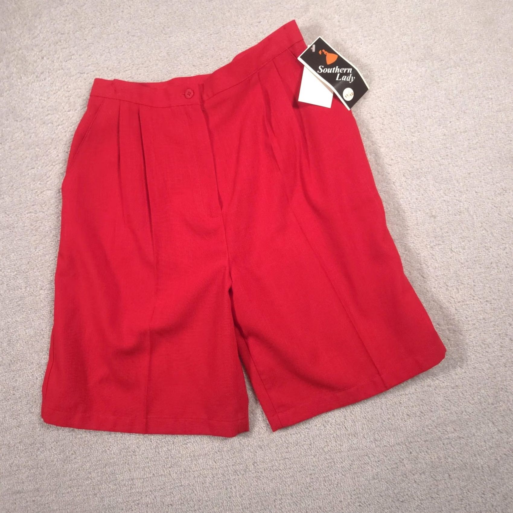 Vintage VINTAGE Southern Lady Shorts Womens 11/12 Red Pleated Bermuda Made USA 90s Size 32" / US 10 / IT 46 - 3 Thumbnail