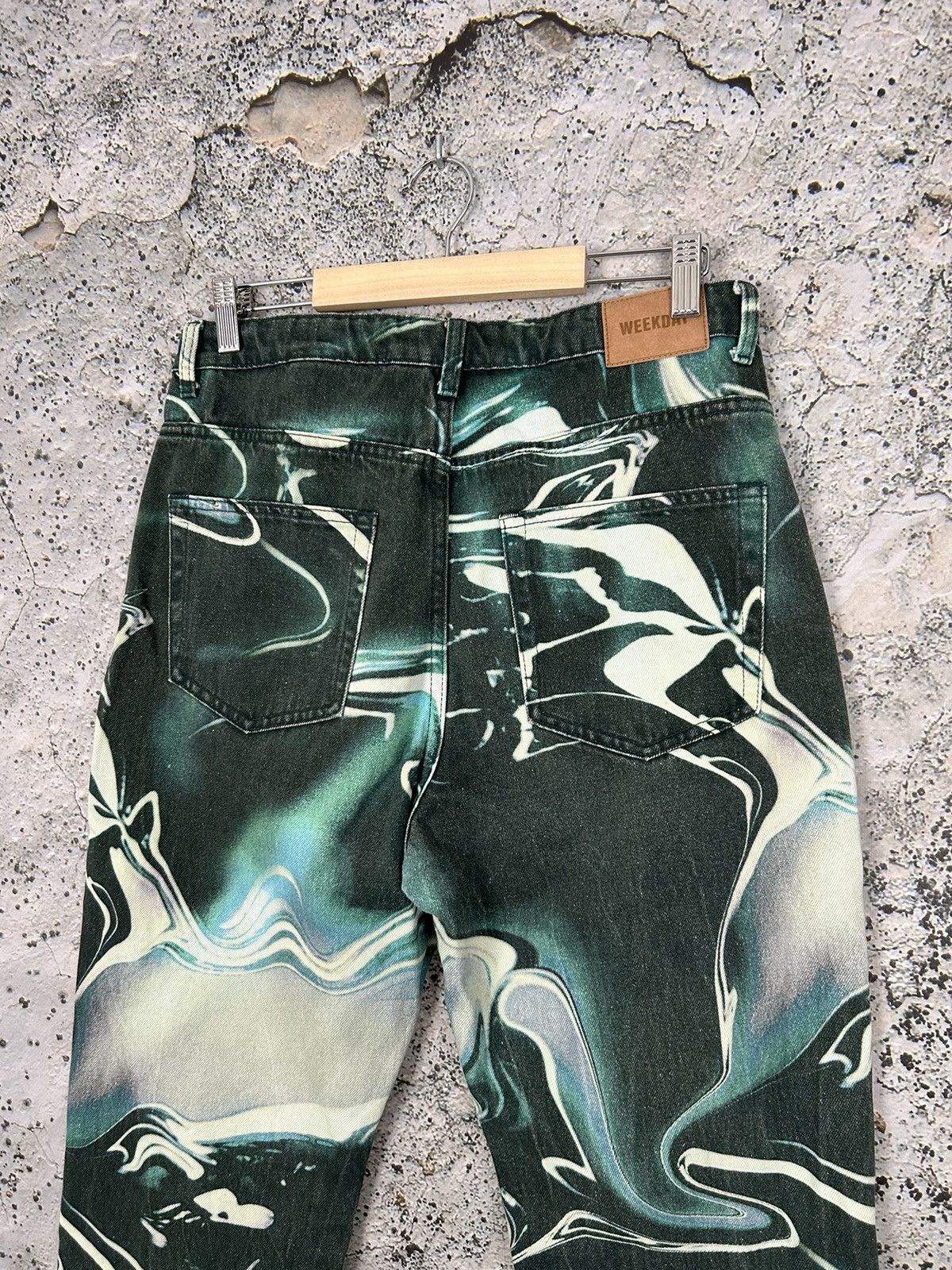 Weekday Weekday Voyage Melt Green Denim Pants Avantgarde Streetwear Size US 30 / EU 46 - 5 Thumbnail
