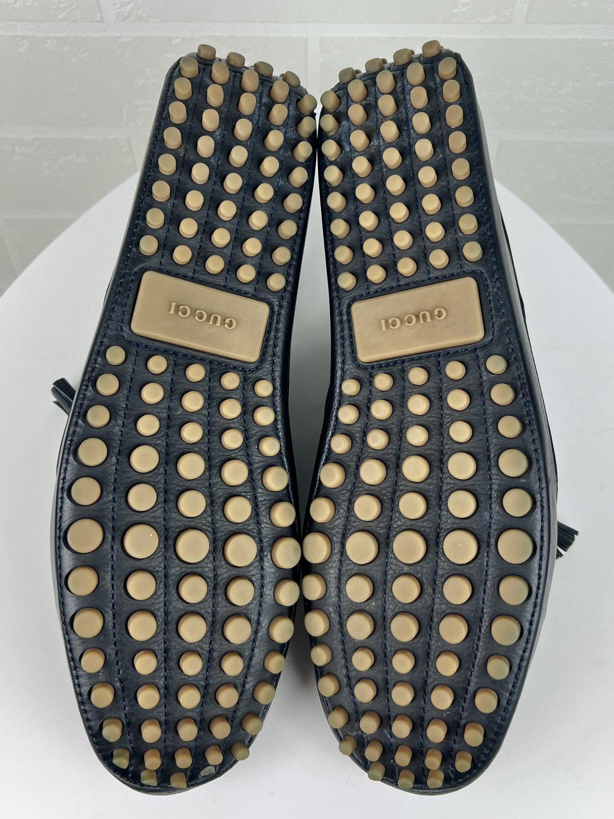 Gucci GUCCI Loafers Leather Shoes Laces Tassels Bamboo Navy Men's Size US 9.5 / EU 42-43 - 13 Thumbnail