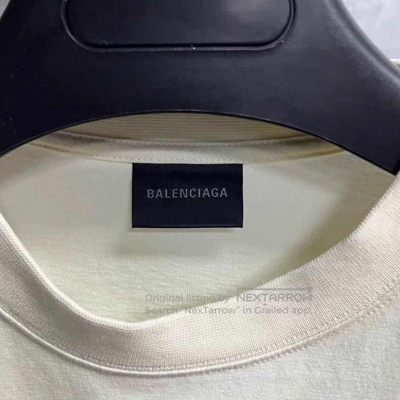 Balenciaga Balenciaga Beige Logo Oversized T-shirt. Size US XXS / EU 40 - 3 Thumbnail