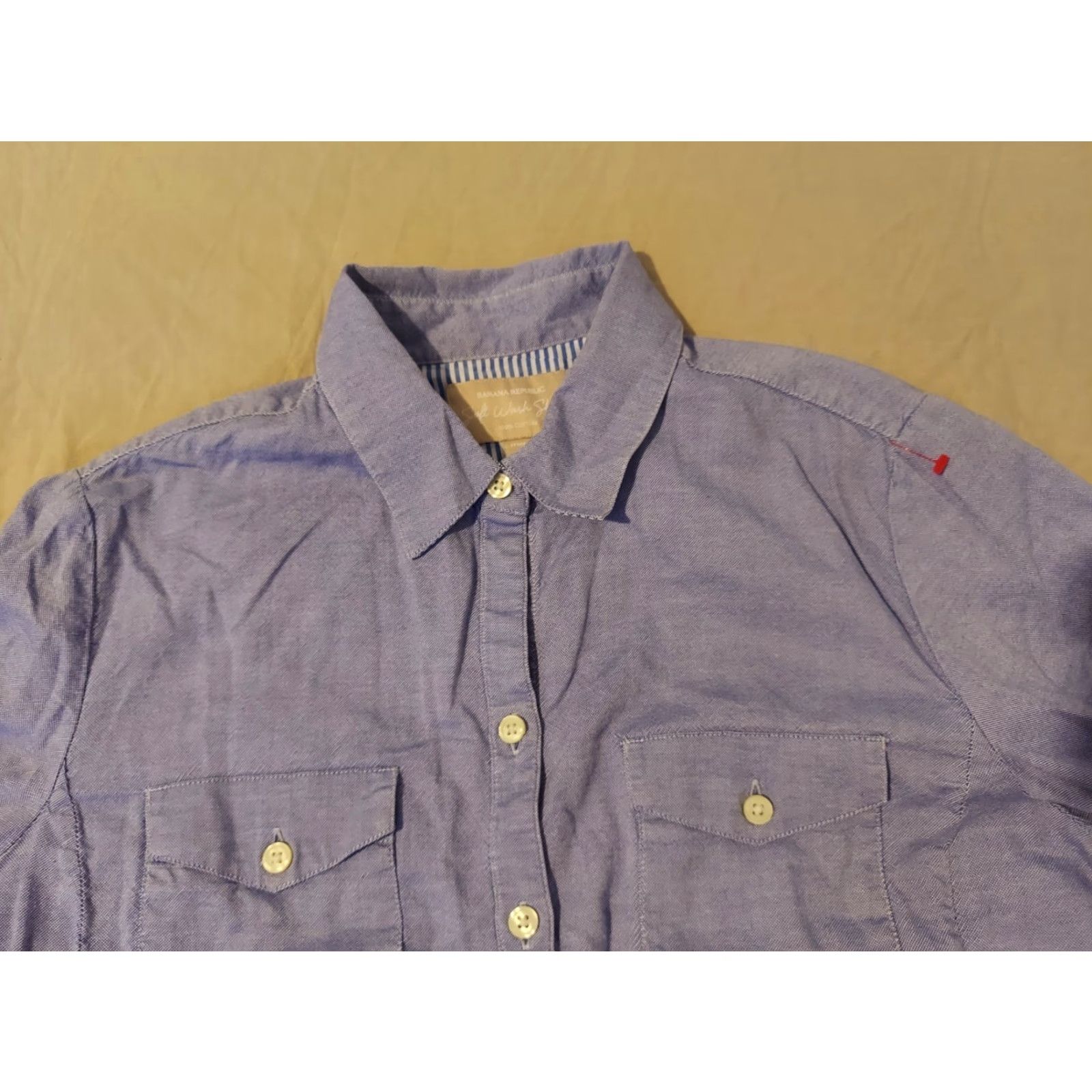 Banana Republic Womens Banana Republic Dress Shirt L Large Blue Button Cotton Blouse Size L / US 10 / IT 46 - 3 Thumbnail