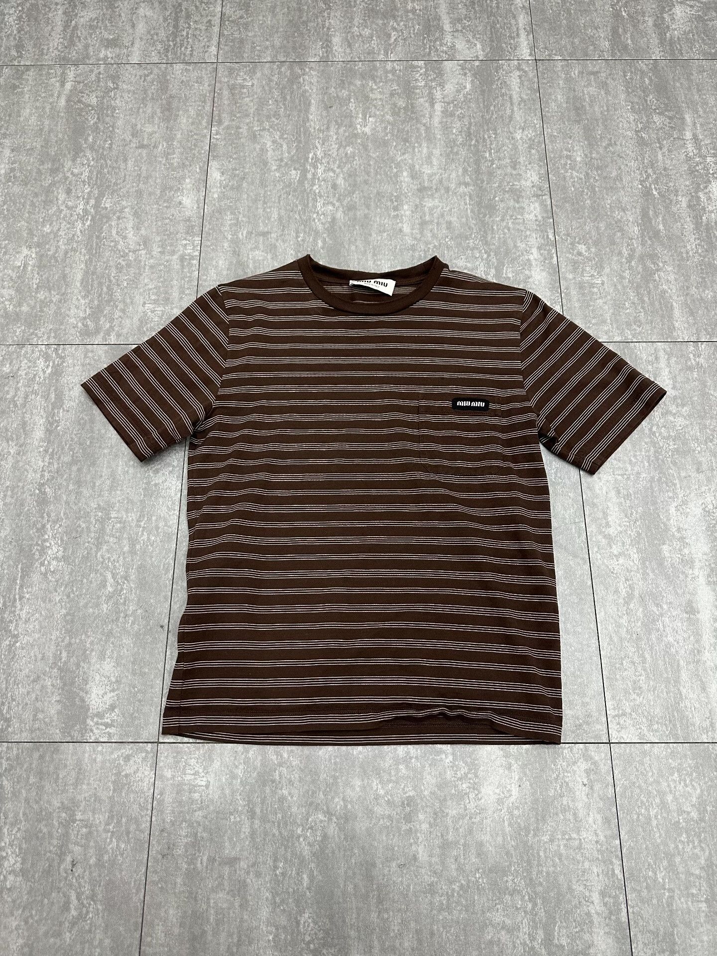 Miu Miu Miu Miu Striped Brown T-Shirt M Women Size M / US 6-8 / IT 42-44 - 1 Thumbnail