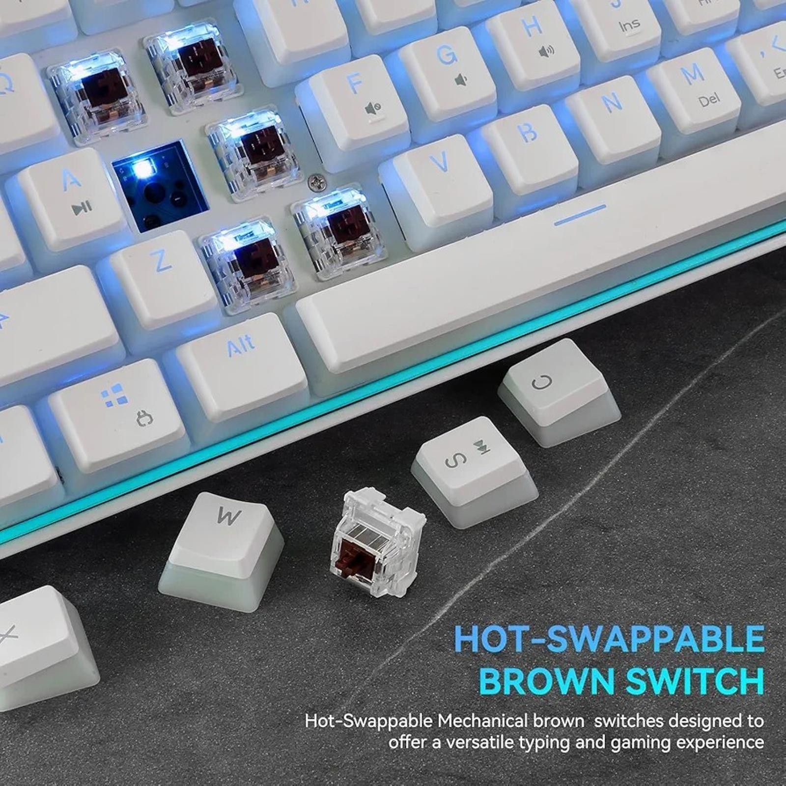 Other Nitafxhu NT61 Mechanical Gaming Keyboard White Size ONE SIZE - 2 Thumbnail