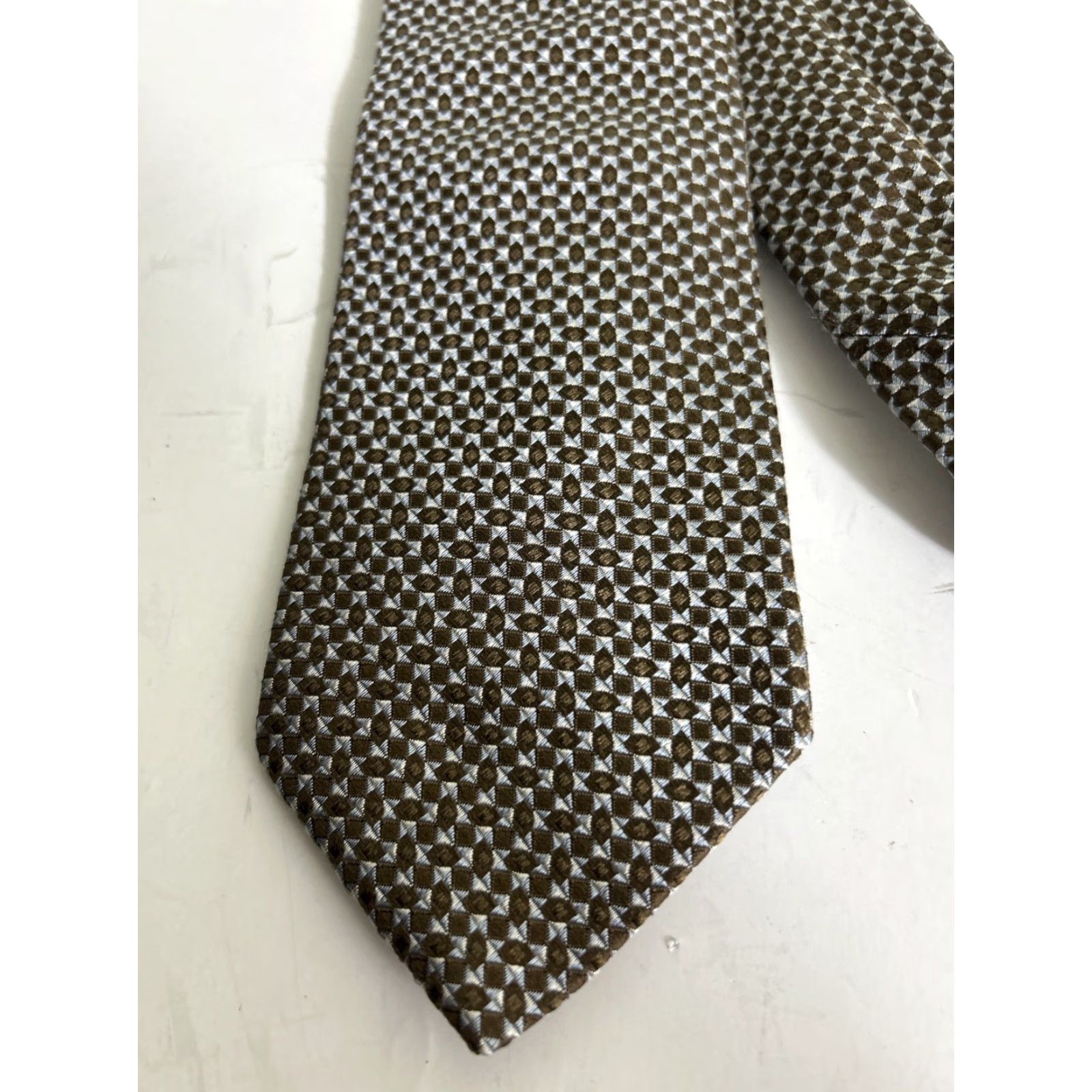 Hugo Boss HUGO BOSS Necktie Blue Brown Geometric Design Viscose Acetate Men Tie Size ONE SIZE - 2 Thumbnail