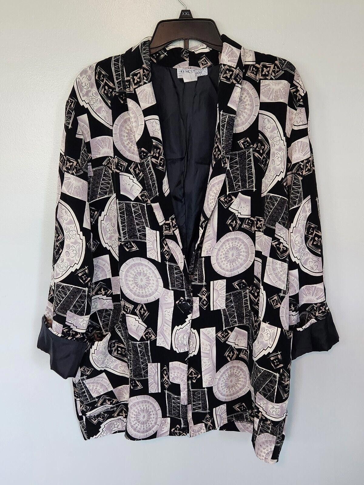 Designer Kensington Square Blazer Jacket Black White 80s Shoulder Size L / US 10 / IT 46 - 5 Thumbnail