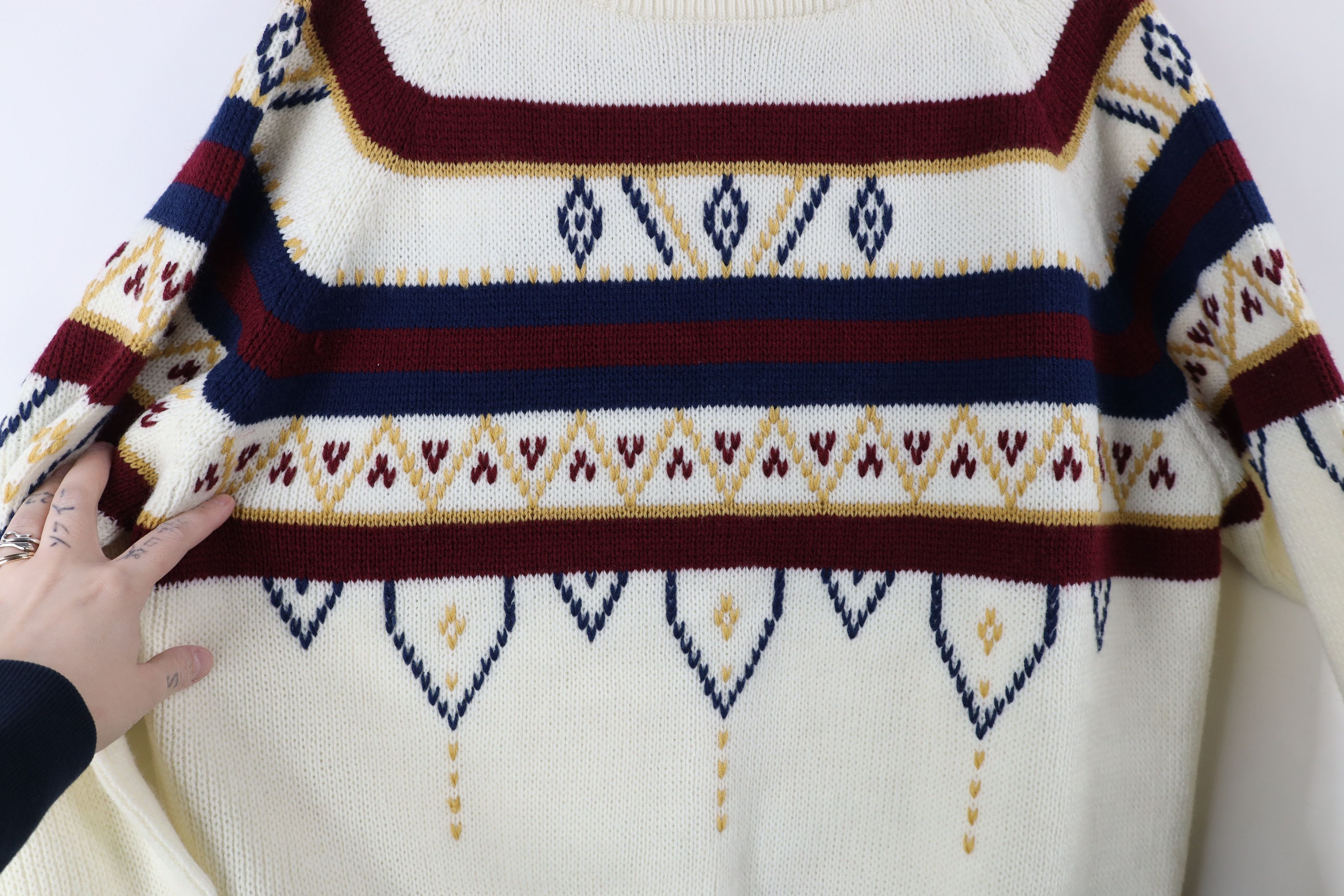 Vintage Deadstock Vintage 60s 70s Streetwear Fair Isle Knit Sweater Size US XL / EU 56 / 4 - 4 Thumbnail