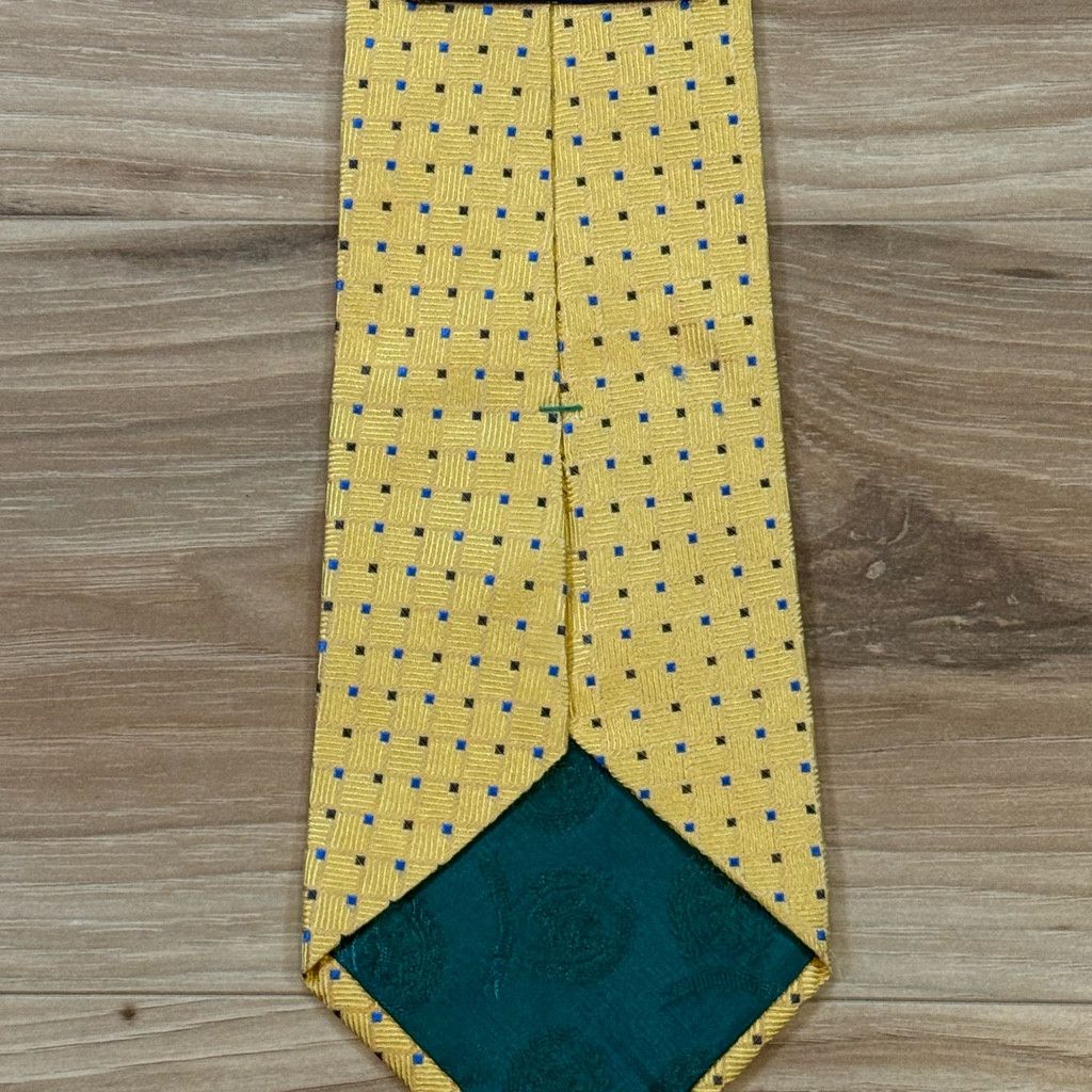 Tommy Hilfiger Tommy Hilfiger Yellow Silk Micro Check Tie USA 3.75” Classic Size 26 - 2 Thumbnail