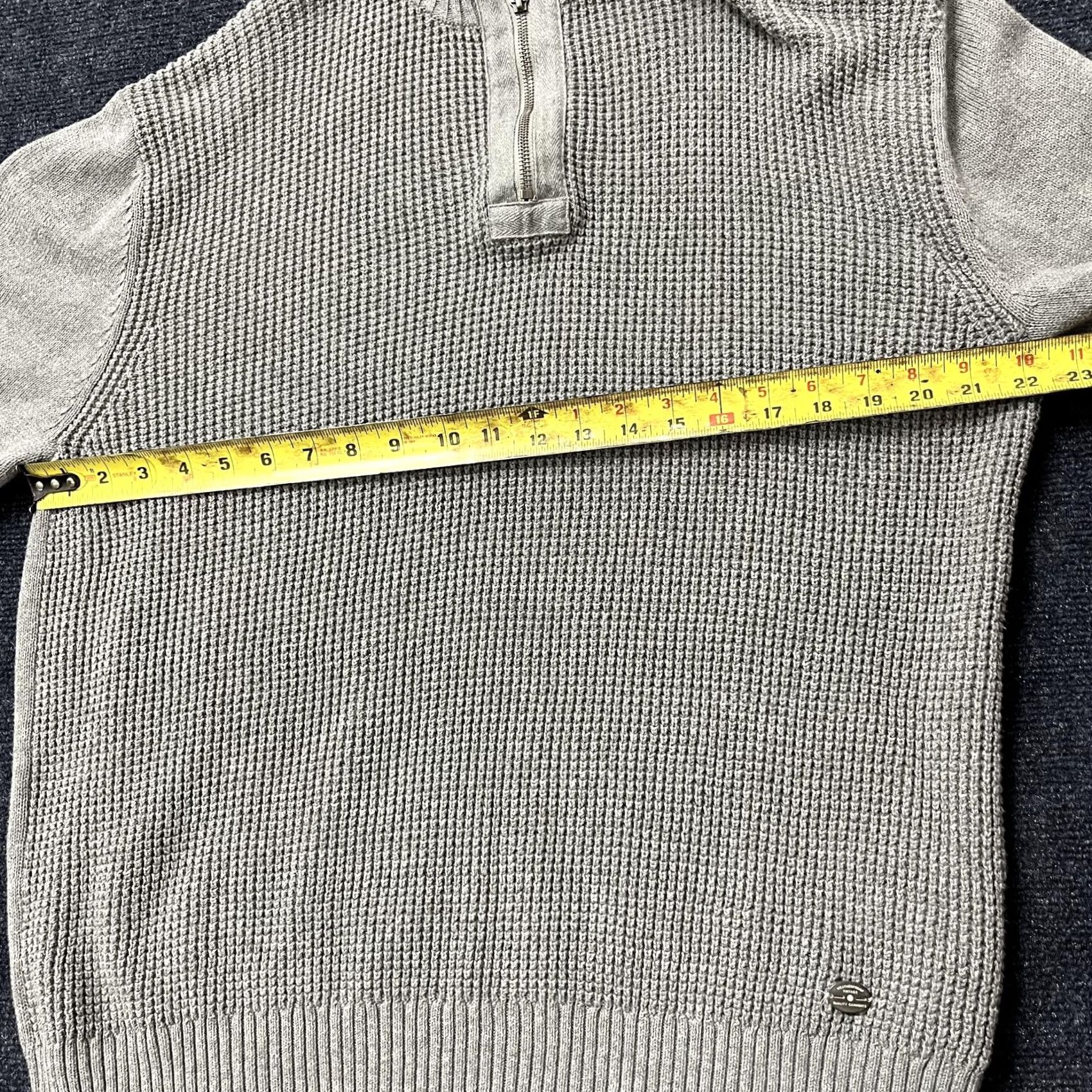 Weatherproof Weatherproof Vintage Sweater Mens Large Gray 1/4 Zip Mock Neck Waffle Knit Pullover Size US L / EU 52-54 / 3 - 6 Thumbnail