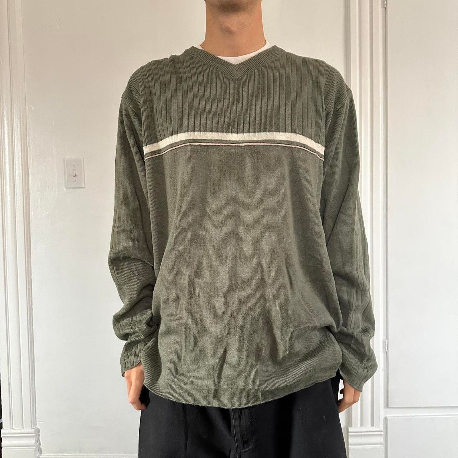 Anchor Blue Vintage 00s Y2K Anchor Blue Baggy Striped Longsleeve Sweater Size US XL / EU 56 / 4 - 1 Thumbnail