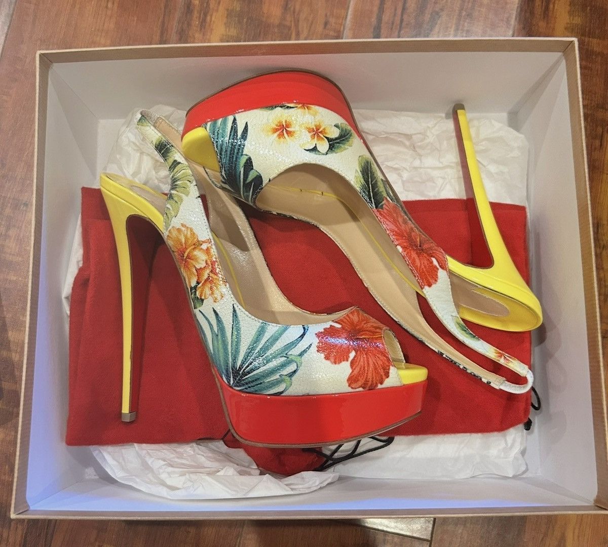 Christian Louboutin Christian Louboutin Lady Peep Sling Floral Hawaiian Size US 10 / IT 40 - 1 Thumbnail