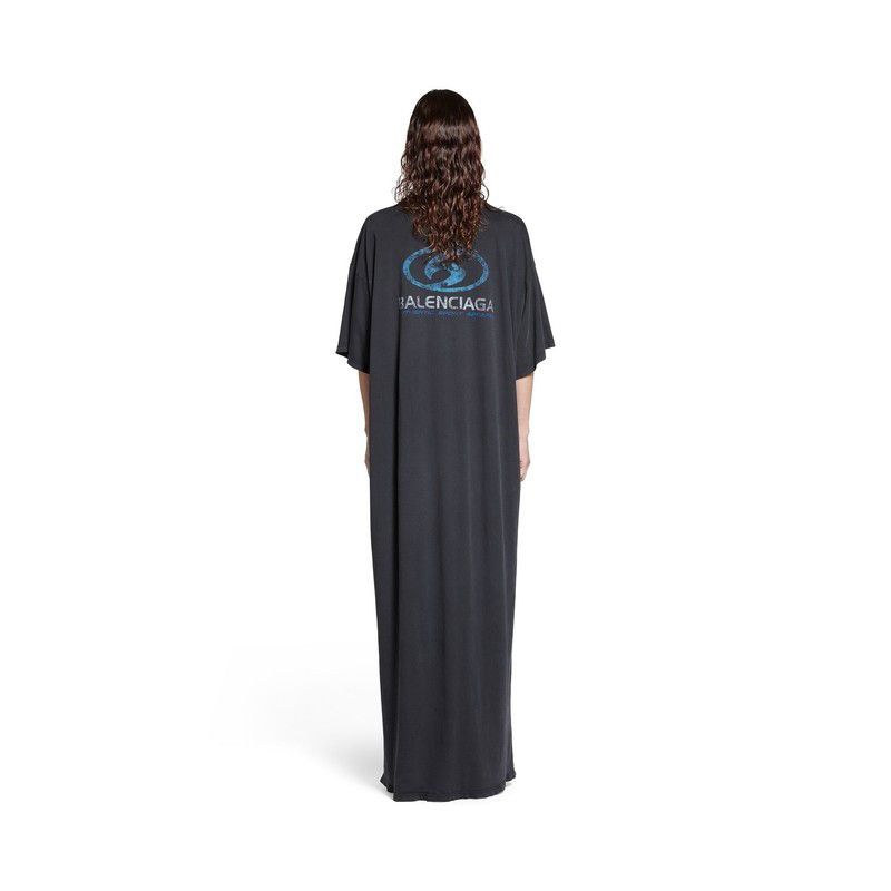 Balenciaga o1s1rm1125 Surfer Maxi T-Shirt Dress in Black Size M / US 6-8 / IT 42-44 - 3 Thumbnail