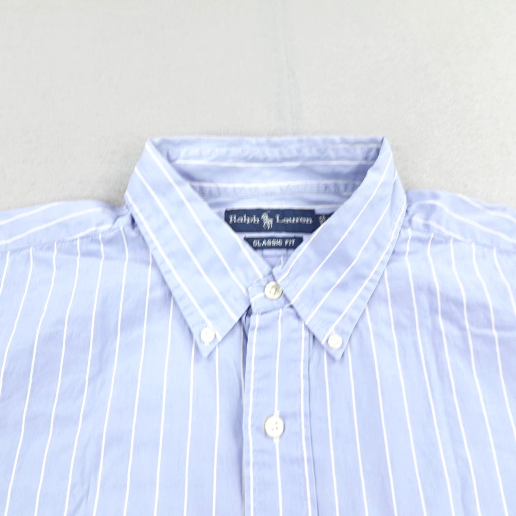 Ralph Lauren VINTAGE Ralph Lauren Shirt Mens XL Blue White Striped Classic Fit Button-Down Casual Business Workwear Size US XL / EU 56 / 4 - 2 Thumbnail