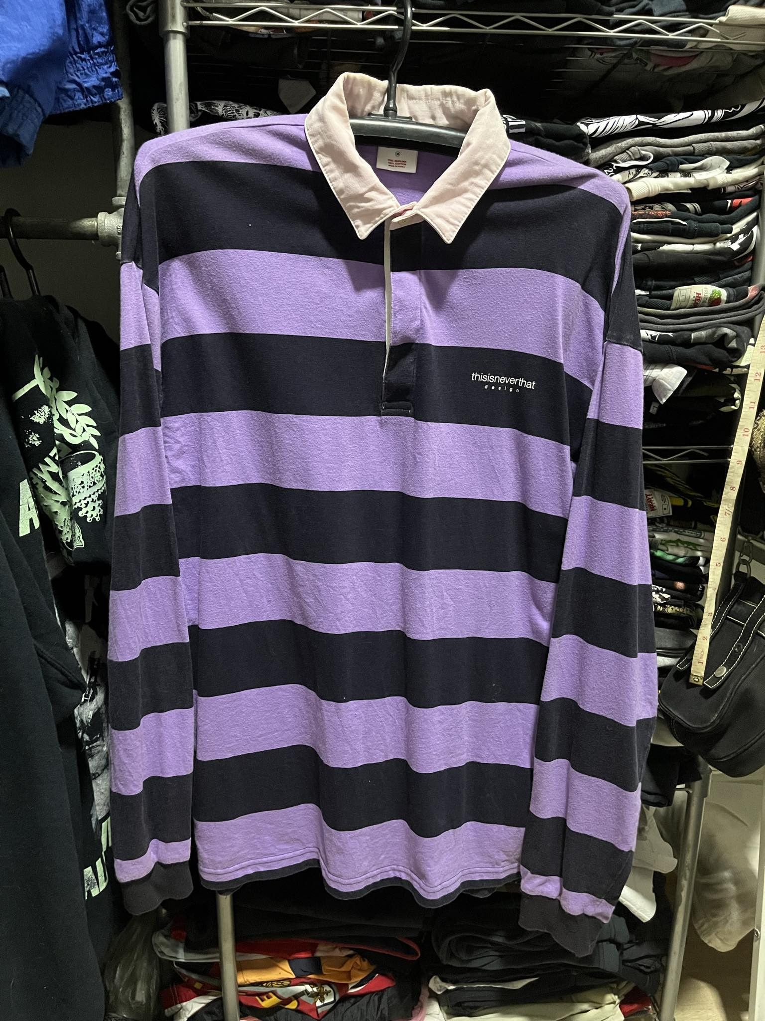 thisisneverthat Thisisneverthat Design Purple Black Striped Polo Shirt Size US M / EU 48-50 / 2 - 1 Thumbnail