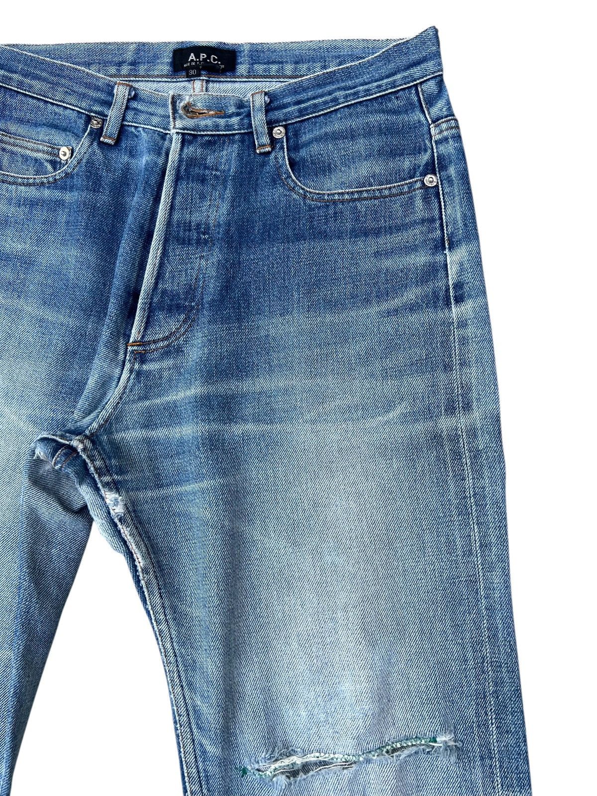 A.P.C. Vintage A.P.C. Distressed Rip Off Leg Denim Selvedge Jeans Size US 30 / EU 46 - 11 Thumbnail