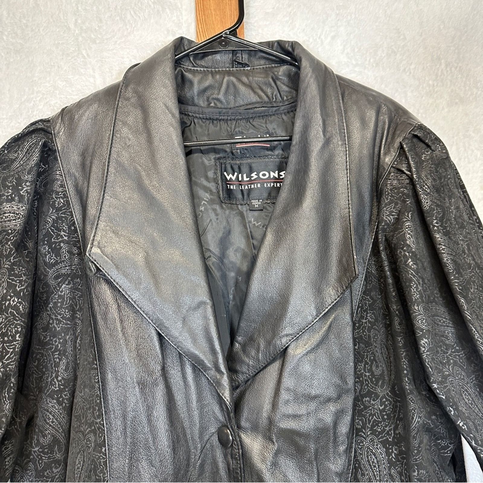 Wilsons Leather Vintage 80s Wilsons Black Leather Coat Size M Size M / US 6-8 / IT 42-44 - 2 Thumbnail