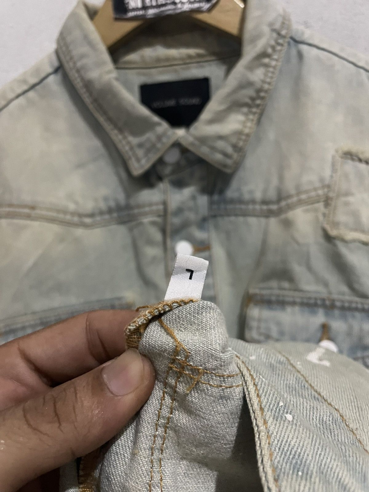 Japanese Brand Off-White Diagonal Denim Disstressed Shirt Jacket Gothic Size US XL / EU 56 / 4 - 6 Thumbnail