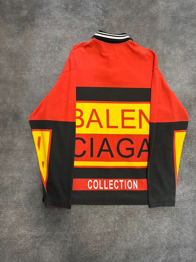 Balenciaga Balenciaga Red, black, yellow color-blocked printed polo s Size US XXS / EU 40 - 2 Thumbnail