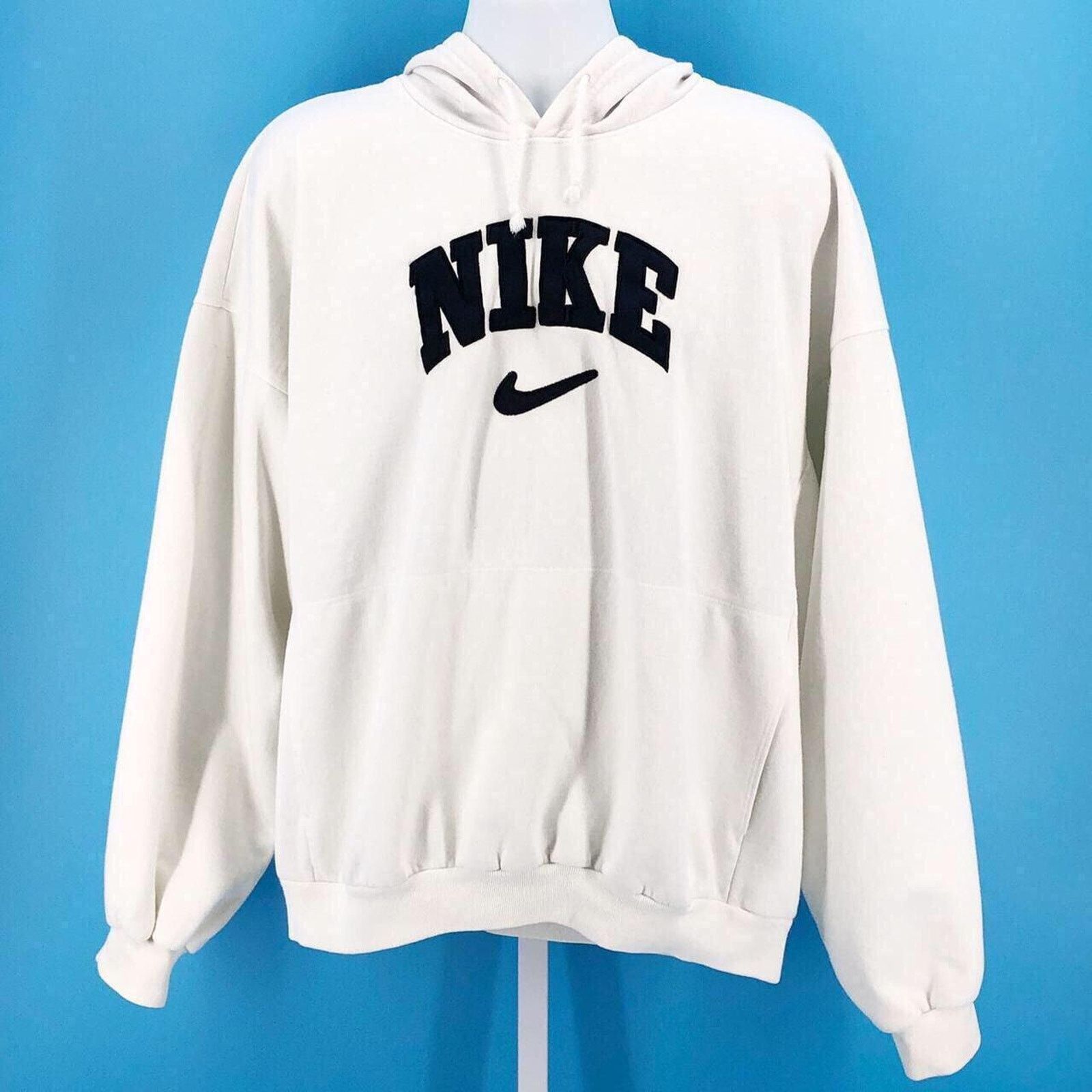 image of Nike Center Check Center Swoosh Hoodie 90's 1990S Vintage in White, Men's (Size 2XL)