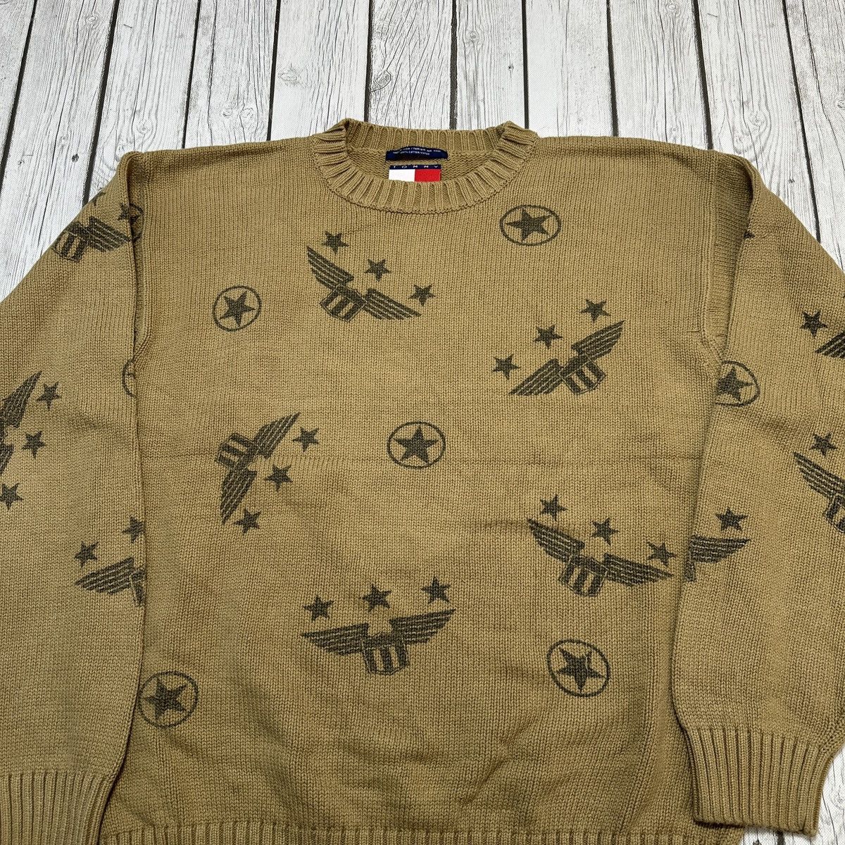 Tommy Hilfiger × Vintage Vintage Tommy Hilfiger military sweater Size US L / EU 52-54 / 3 - 3 Thumbnail