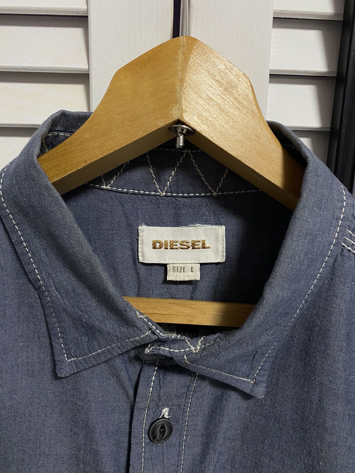 Diesel Vintage Shirt Button Up DIESEL Big Logo Tough & Friendly Size US L / EU 52-54 / 3 - 8 Thumbnail