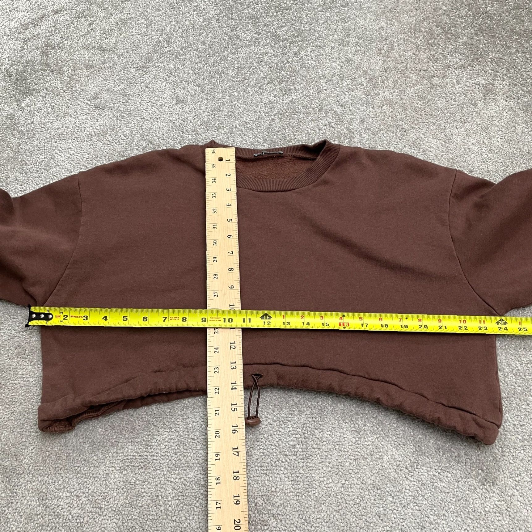 Zara Zara Cropped Drawstring Pullover Sweatshirt Womens Large Brown Fleece Casual Size L / US 10 / IT 46 - 7 Thumbnail