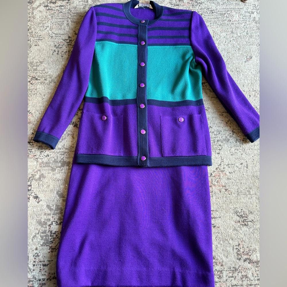 Designer Vintage Tricoville Two-Piece Skirt Set Size 36" / US 14 / IT 50 - 1 Thumbnail