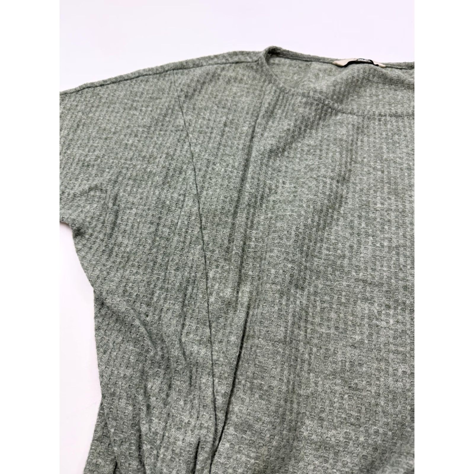 George George Shirt Womens Small Green Waffle Knit Short Sleeve Tie Front Top Size S / US 4 / IT 40 - 2 Thumbnail